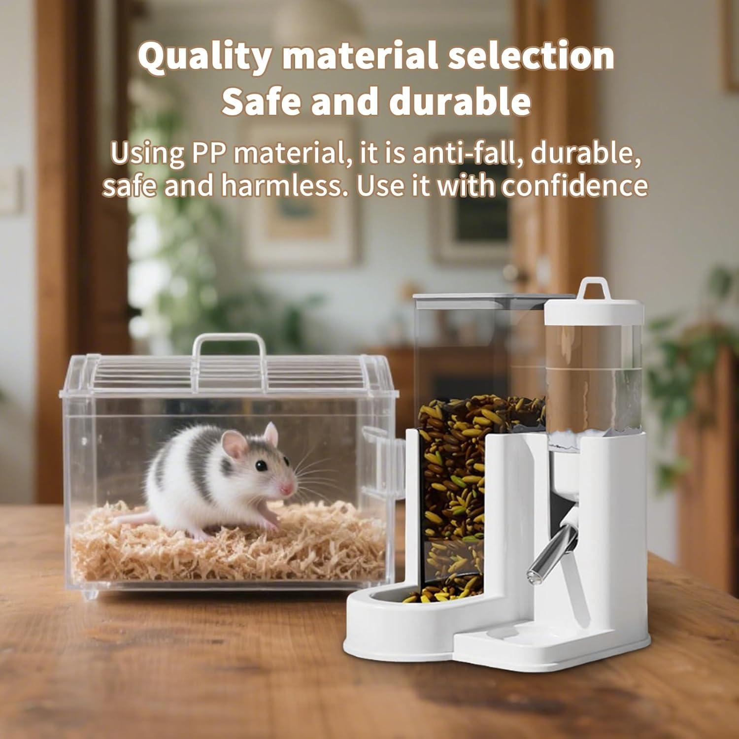 Hamster Feeder, Small Animal Waterer Automatic Feed, Pet Waterer Automatic Feed for Daily Cage, Water Dispenser, Living Room, Bedroom, Water Trips