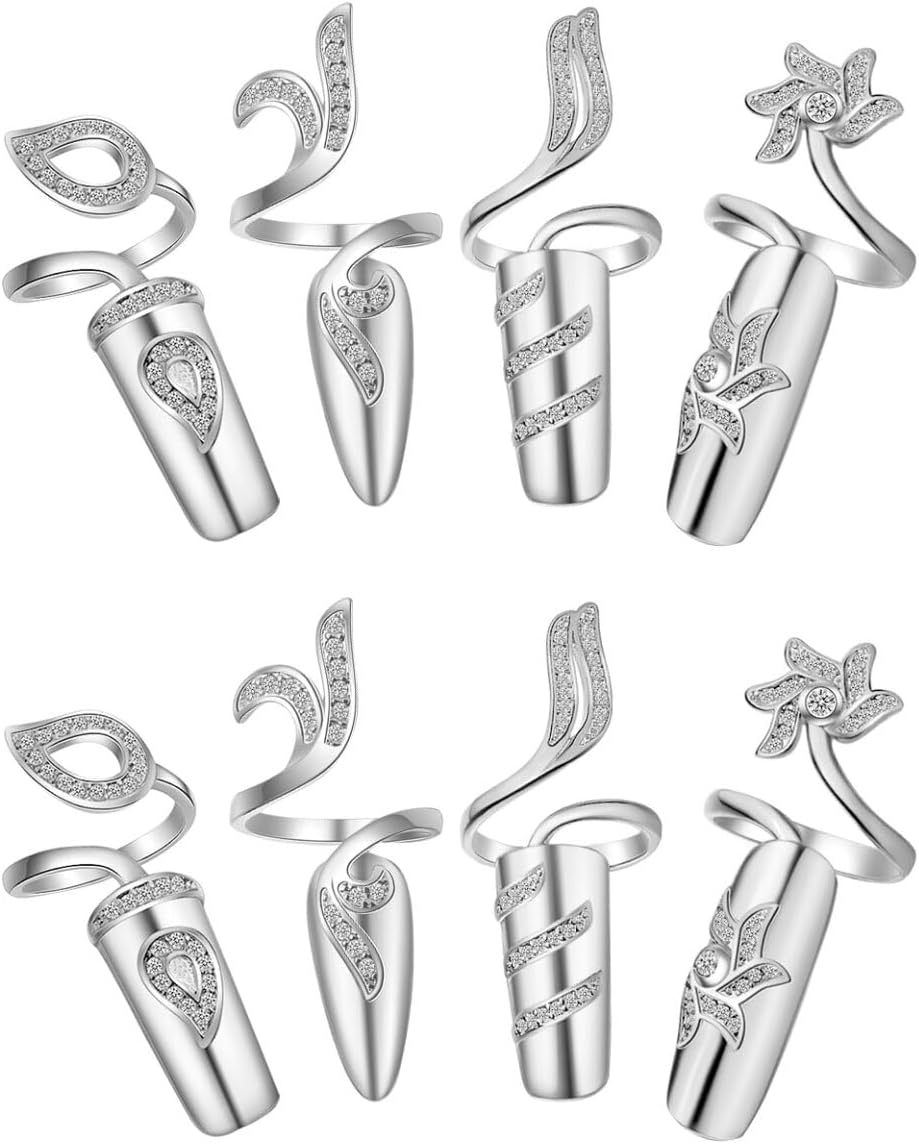 FRCOLOR 8 Pcs Women Fingernail Nail Ring Fingernail Rings Rhinestone Ring Rings Fashion Simple