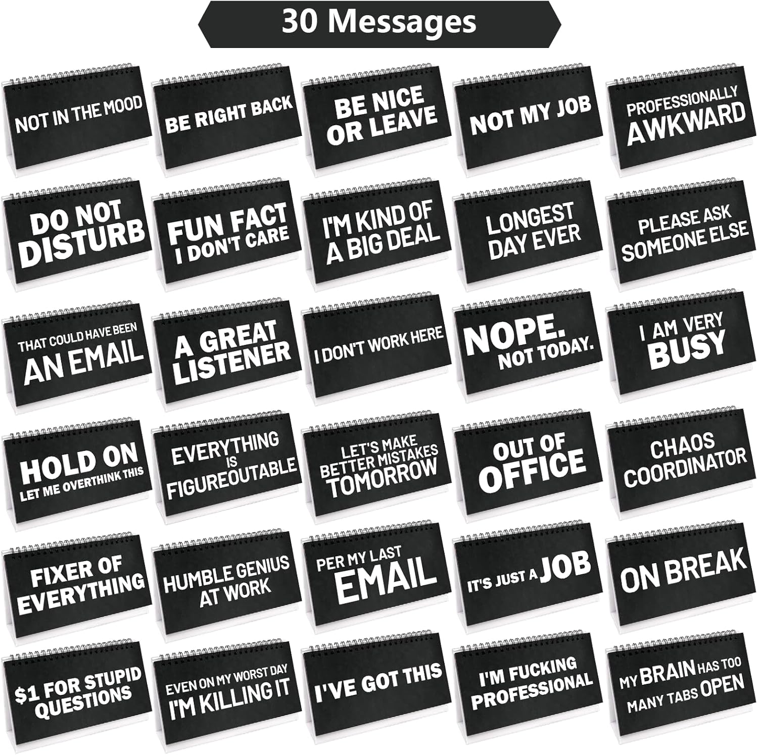 Fancy Land Funny Desk Signs 30 Flip Snarky Messages Desktop Work Accessories Favor for Coworker Colleague Gag Gift Supplies image number 2