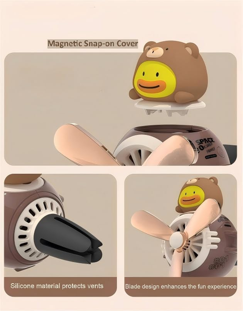 Car Air Freshener, Cute Car Diffuser, Pilot Black Warrior with Rotating Propeller, Cartoon Car Vent Fan, Creative Car Perfume Ornament, Automotive Air Freshener image number 3