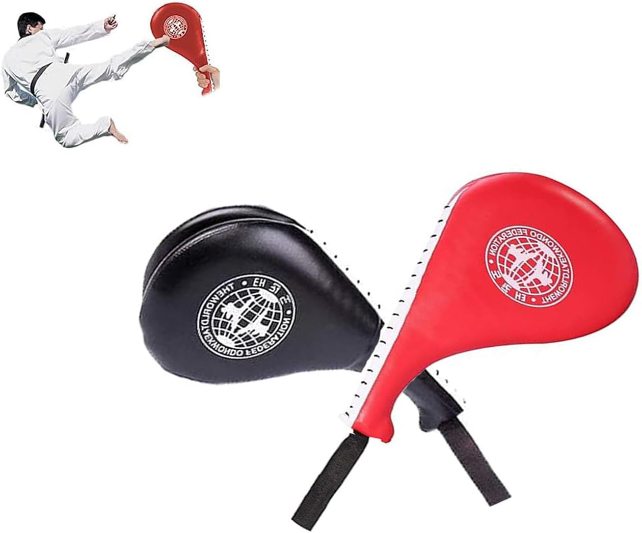 Hysgscwd 2Pcs Taekwondo Kick Pads, TKD Kicking Target Pad, Durable Practice Double Face Kick Foot Pad, Martial Arts Training Equipment Sporting Goods Paddle, Strike Boxing Pads for Kickboxing, Karate image number 1