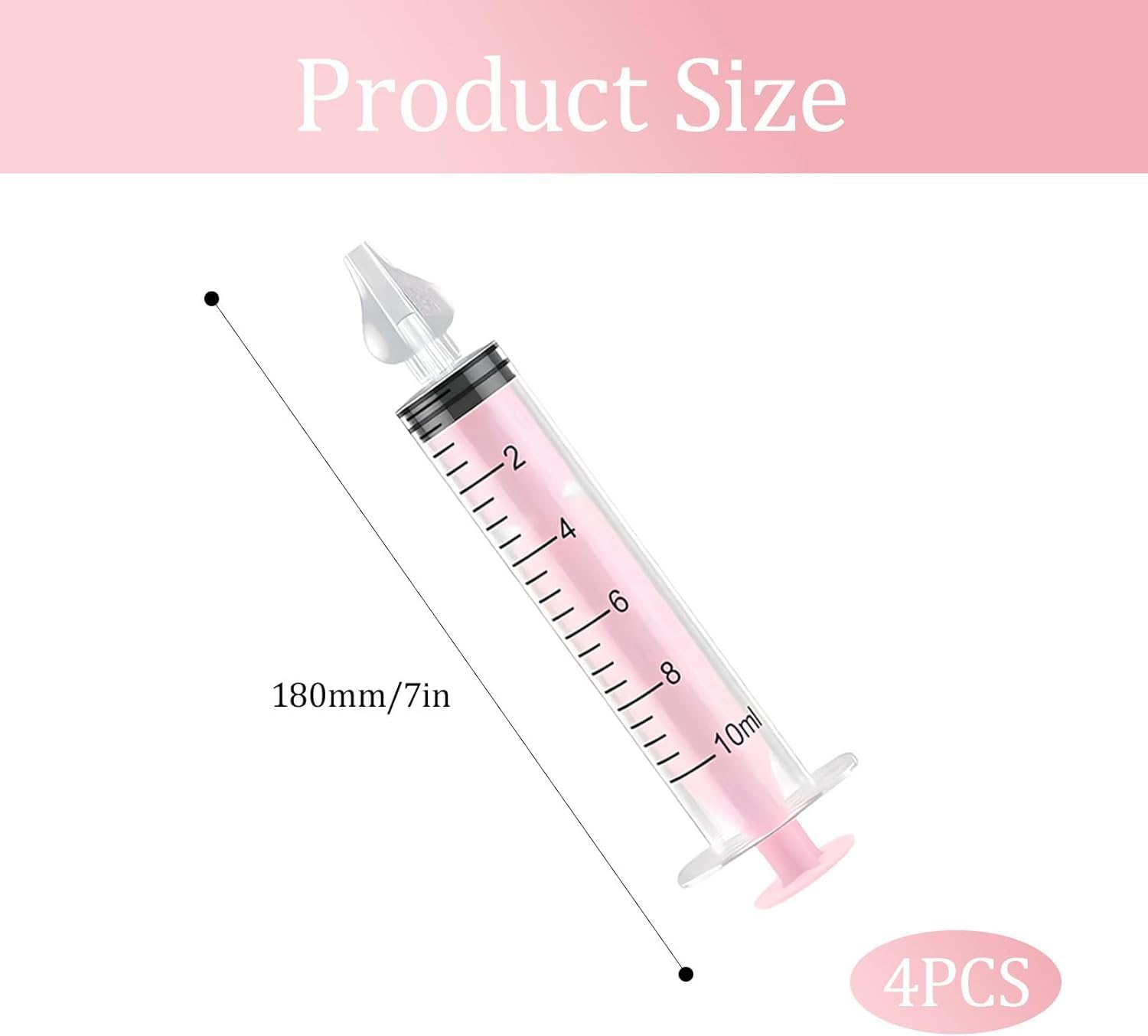 VJSSUJK 4-Pack 10Ml Baby Nasal Aspirator Syringes - Portable Nasal Irrigator for Infants image number 2