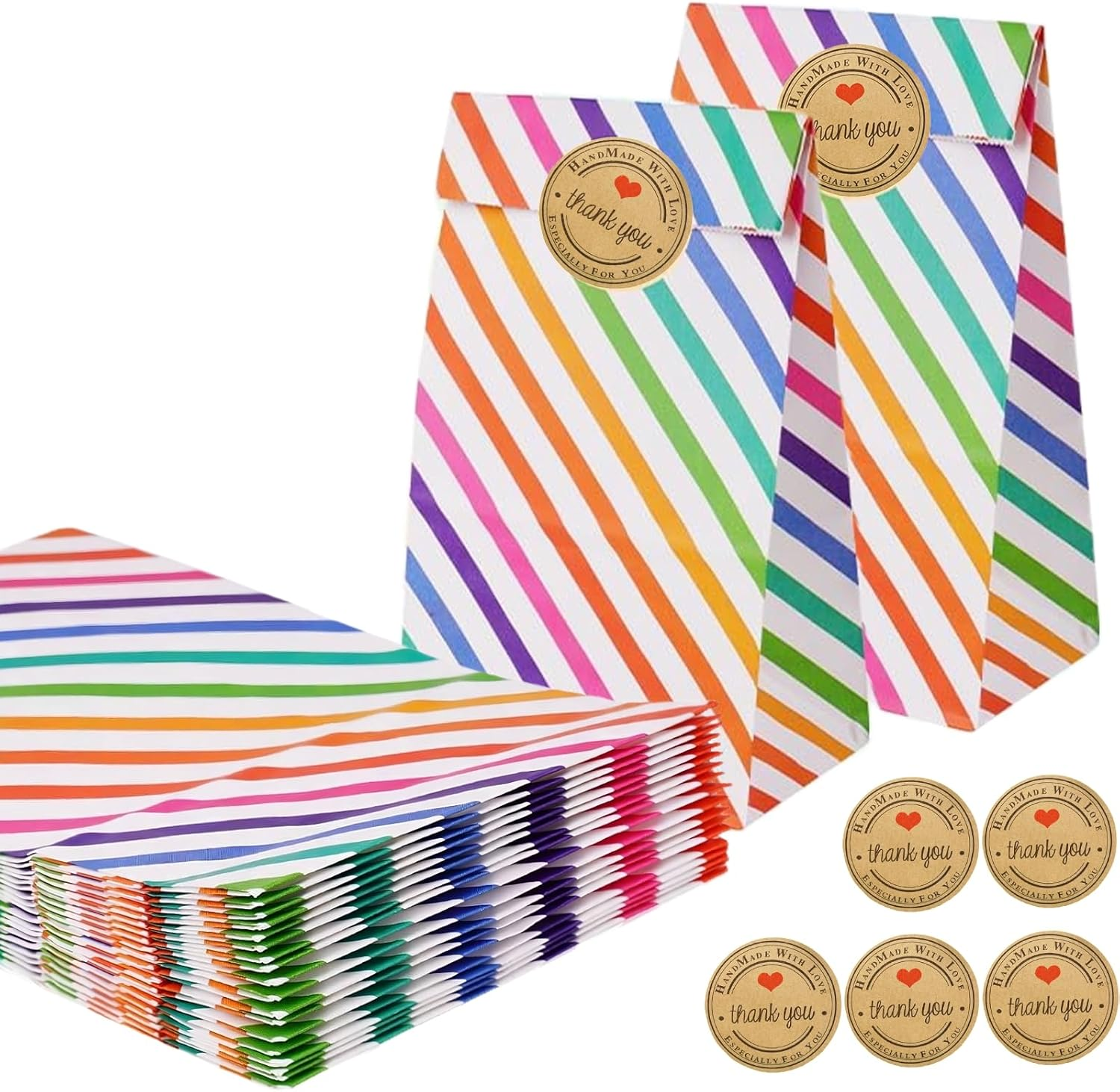 MAIHUO 24Pcs Animal Party Favour Bags, Theme Party Bags Bulk,Pasture Animal Bags with Stickers, 21.5 X 12 X 8 Cm