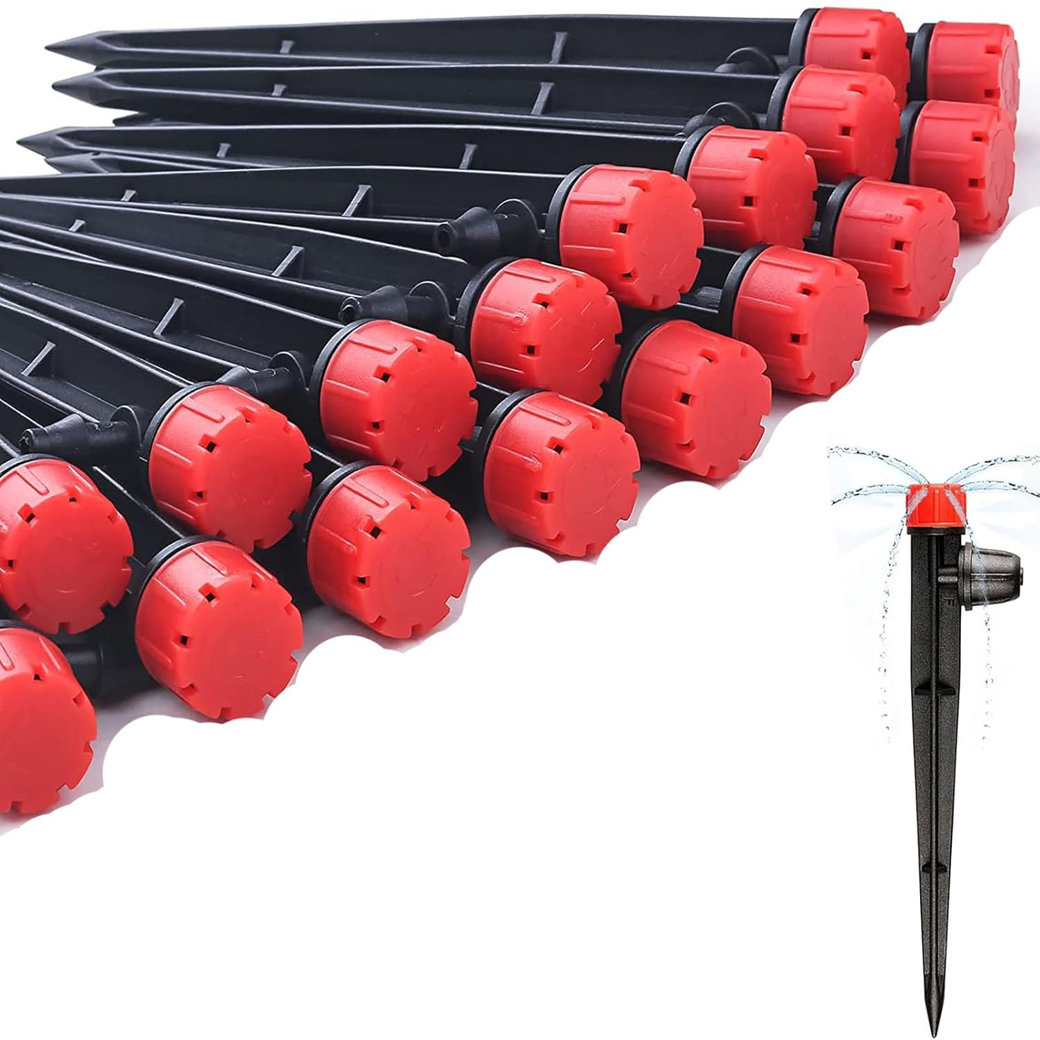 YAKESD 50Pcs Adjustable 360 Degree Water Flow Drippers for 1/4" Drip Irrigation Tubing - Efficient Garden Irrigation System Components image number 5