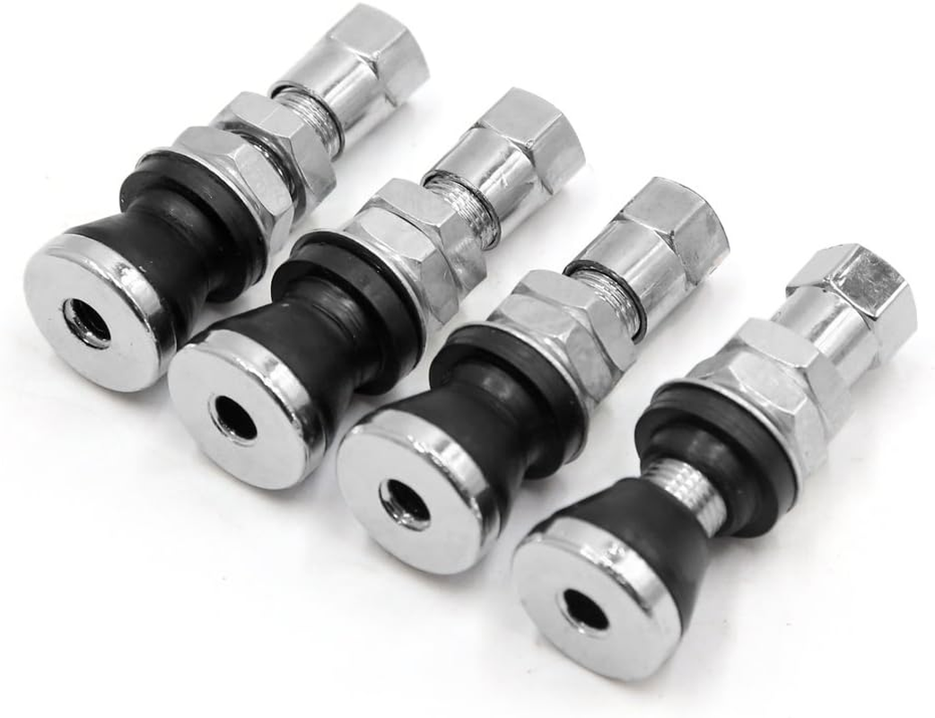 Uxcell 4 Pcs Black Silver Tone Motorcycle Tyre Wheel Valve Stem Dust Cap Cover image number 2