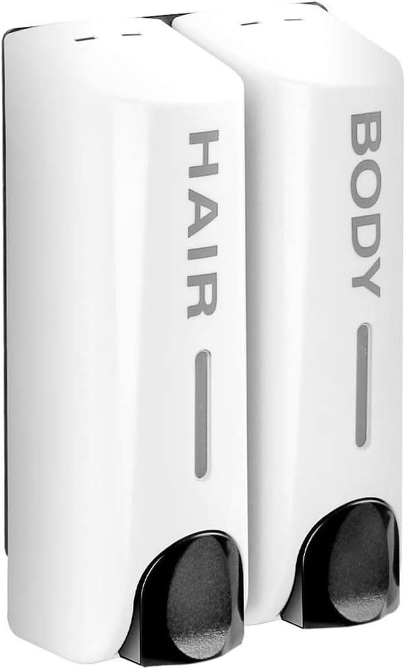 AIMALL 1/2/3Pcs Wall-Mounted Soap Dispenser for Bathroom and Kitchen, Chamber Shampoo, Shower Gel, and Hand Soap Holder, ABS Plastic, 350Ml Capacity