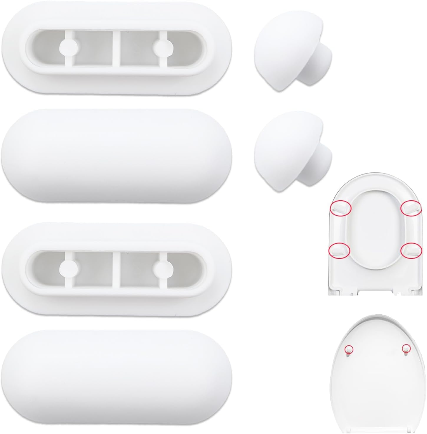 6 Pieces Buffer Toilet Seat, Toilet Seat Buffer, Toilet Lid Buffer, Toilet Lid Stopper, Spacer for Toilet Seat Damper, Toilet Seat Cover Buffer for Toilet Seat, for Home, Office, Hotel (White) image number 5