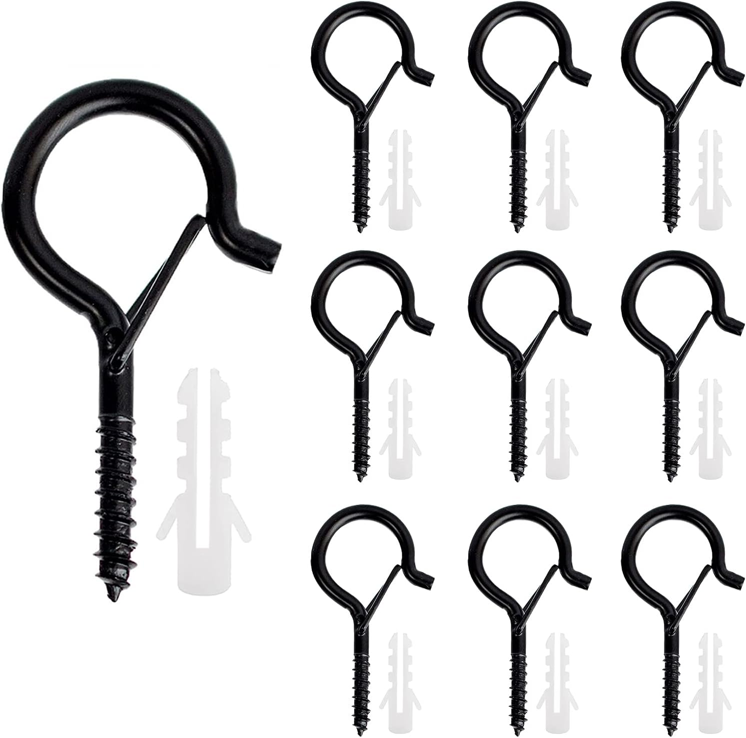 Benvo 10 Pieces Outdoor Q-Hanger Easy Release Screw Wire Hanger Hooks Christmas Light Hooks with Safe Buckle for String Lights New Year Party outside Led Wire and Fairy Light Hangers for House Garage image number 4