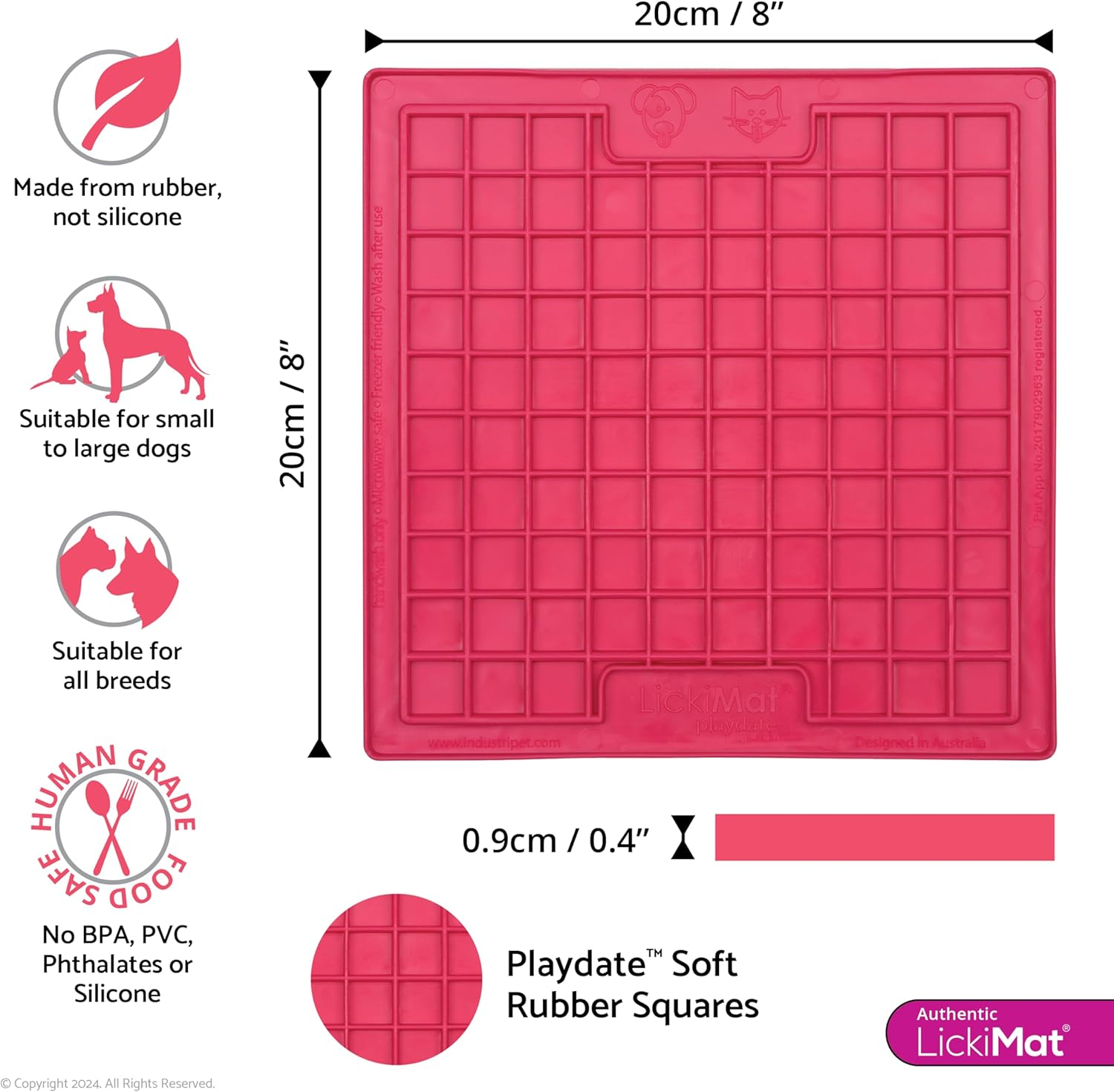 LICKIMAT Playdate - Small 20 X 20 Cm in Various Colours, Colour: Pink image number 2