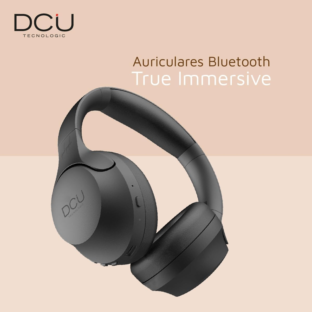 DCU TECNOLOGIC Wireless Bluetooth Headphones - 15 Hours of Use - USB-C Charging - Multifunctional Headphones with Foldable Headband - Black image number 4