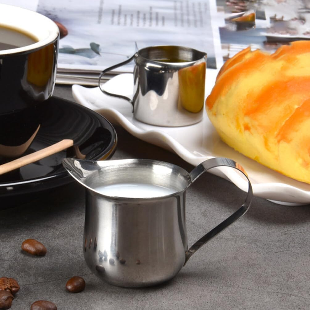 Amosfun 4Pcs Milk Frothing Pitcher 90Ml Coffee Creamer Pitcher Stainless Steel Espresso Pourer Metal Latte Cup Milk Steamer Jug Tea Serving Pot for Syrup Sauce image number 3