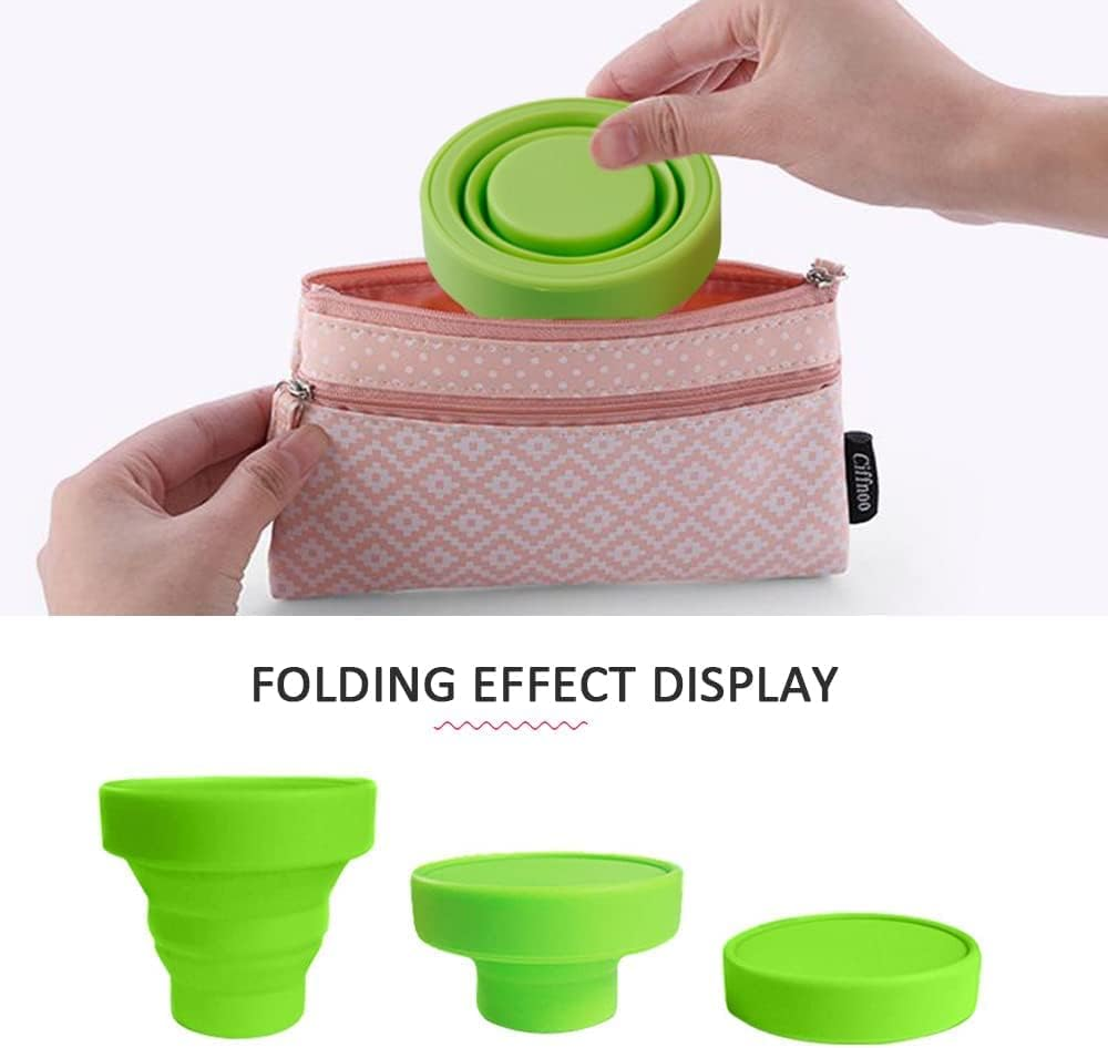 Joysong Foldable Silicone Cup Camping Mug with Plastic Lid Outdoor Picnic Folding Cup Reusable Portable Water Cup Set for on the Go image number 5