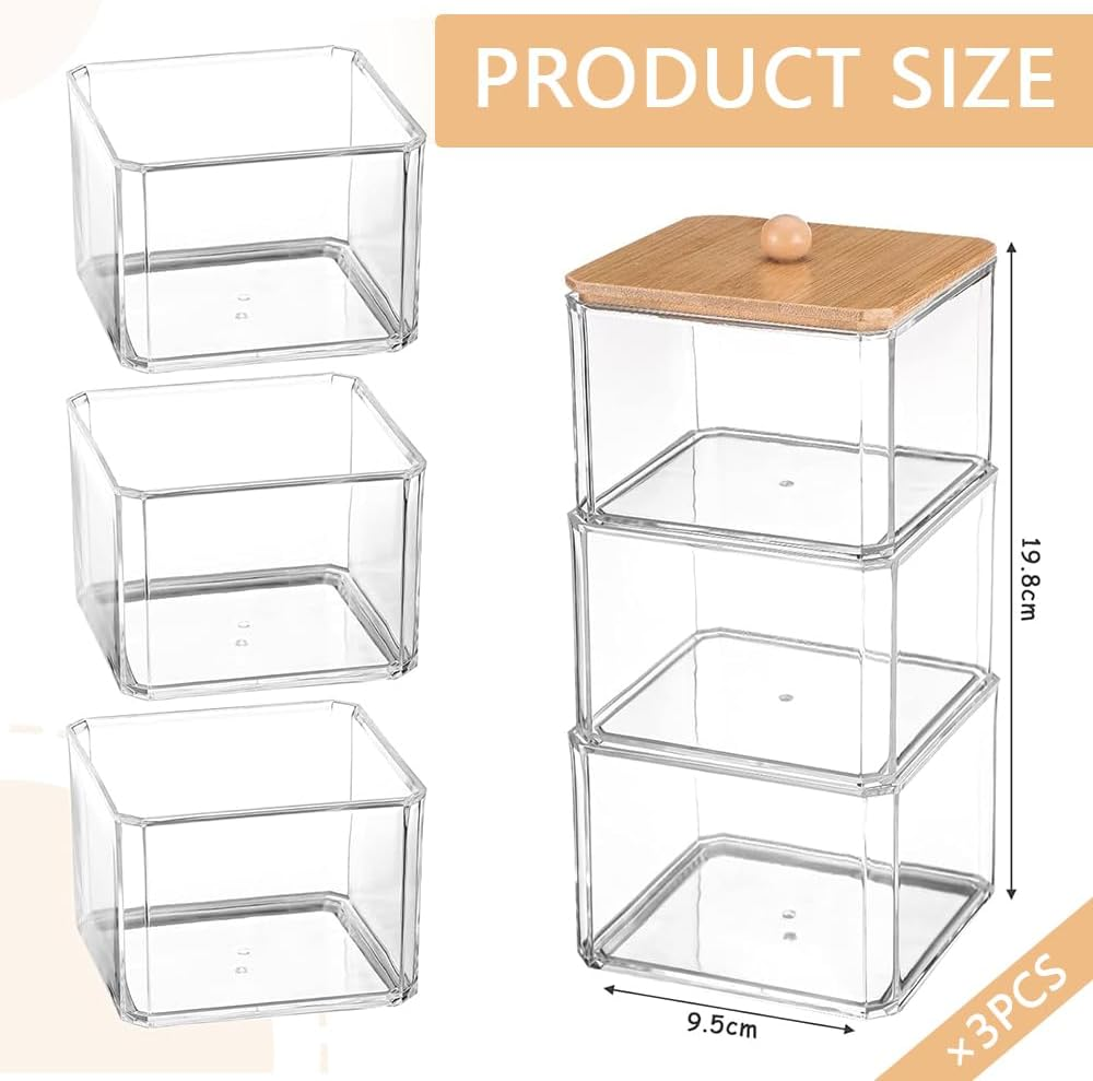 HYAVIA 4 Set Hair Accessories Organizer &ndash; Stackable Hair Tie & Scrunchie Holder, Bathroom Storage Containers for Headbands, Bows, Makeup, Cotton Swabs, 3 Layer Travel Organizer Box