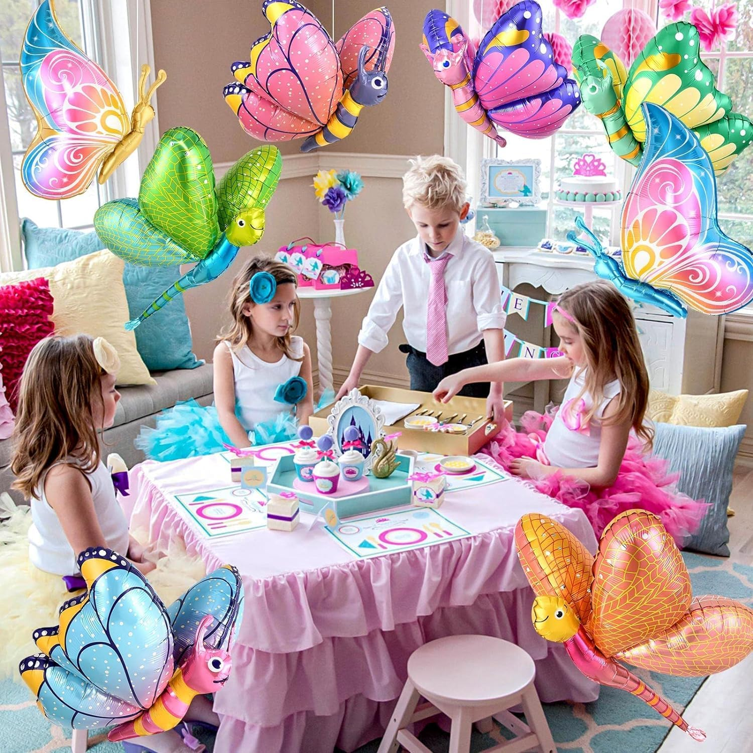 8 Pcs Butterfly Balloons Dragonfly Foil Balloons, 30IN Large Butterfly Foil Balloon Dragonfly Balloons for Butterfly Theme Party Supplies Wedding Birthday Decorations image number 6