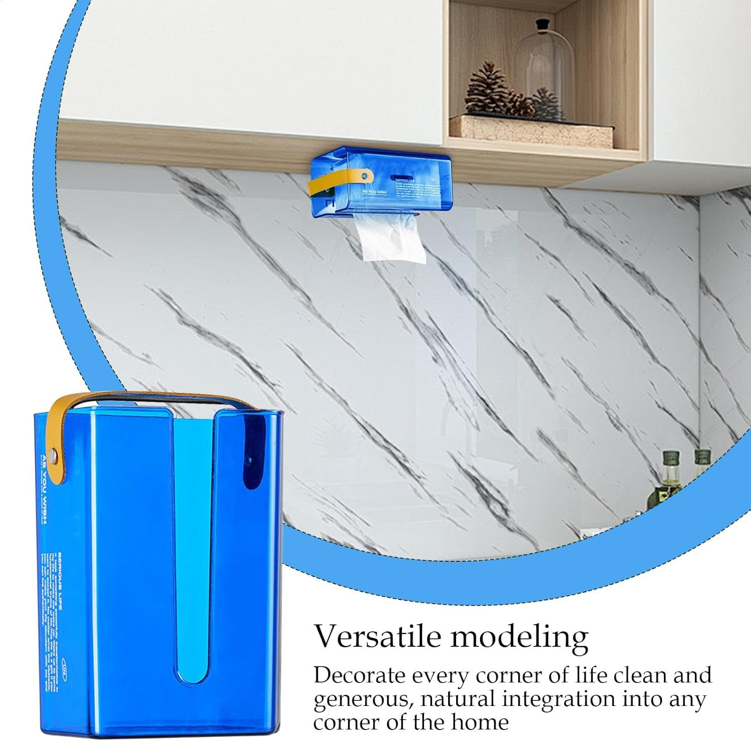 Wall Mounted Tissue Box, Wall Mounted Tissue Box Holder, Tissue Dispenser, Kitchen Wipes Storage Box for Home Kitchen Bathroom Apartment