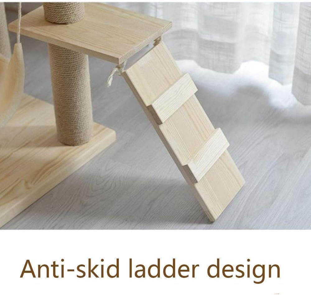 Solid Wood Cat Tree for Cats Stable Cat Tower Bold Sisal Tightly Wound Struts Comfortable Cat Litter Cat Condo image number 5