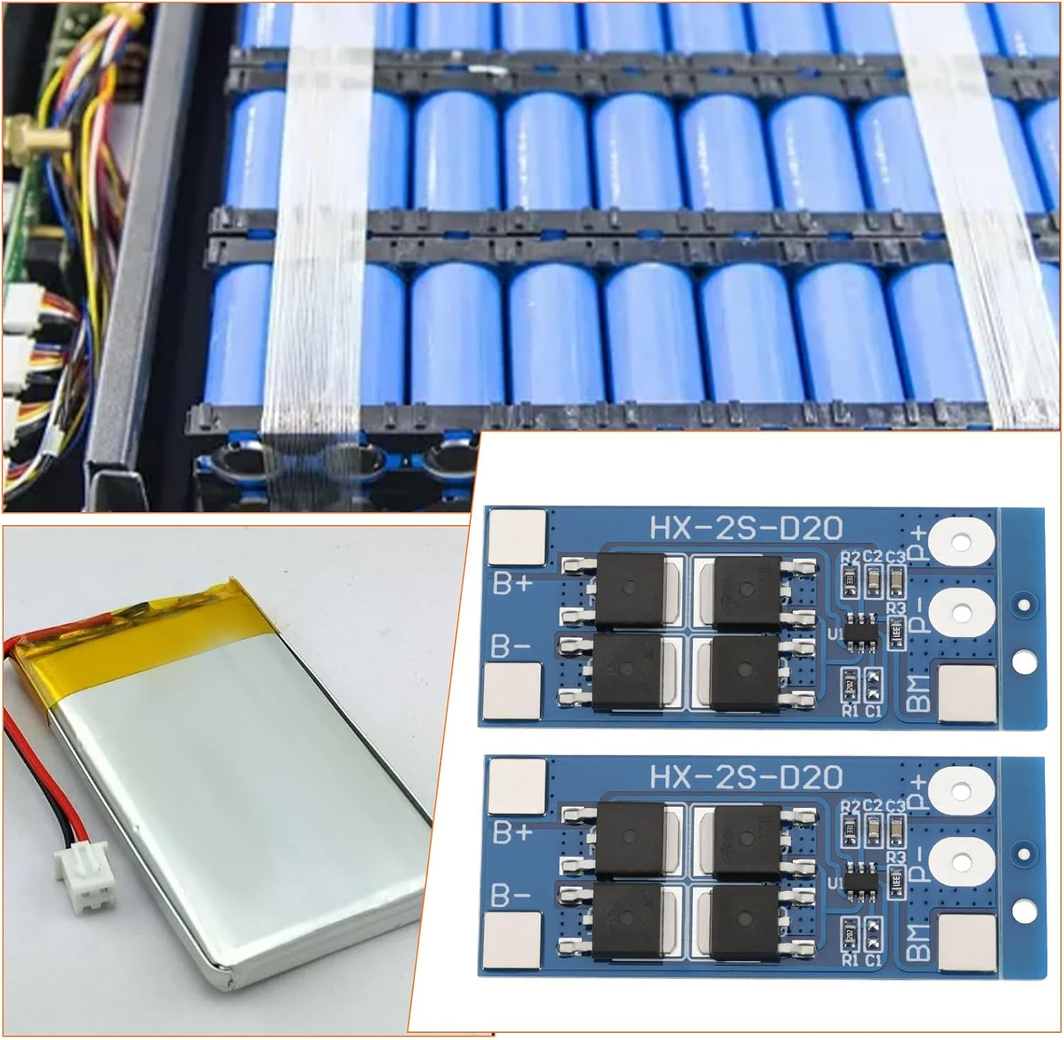 VGOL 5Pcs Battery Protection Board 2S 7.4V 13A Balance Li-Ion Lithium 18650 Battery Charger Board for Lithium Polymer Lithium Ion Batteries 46X20X3.6Mm image number 6
