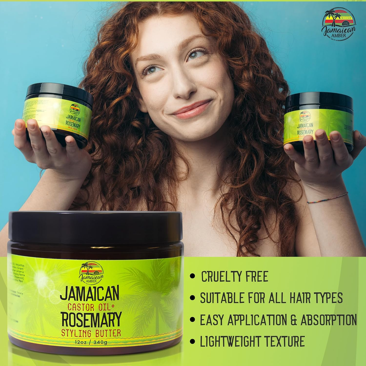 Rosemary Hair Styling Gel &ndash; 12 Fl Oz - with Castor Oil for Strong, Damage-Preventing Hair Locks - Nourishing and Promote Hair Strength by Jamaican Amber