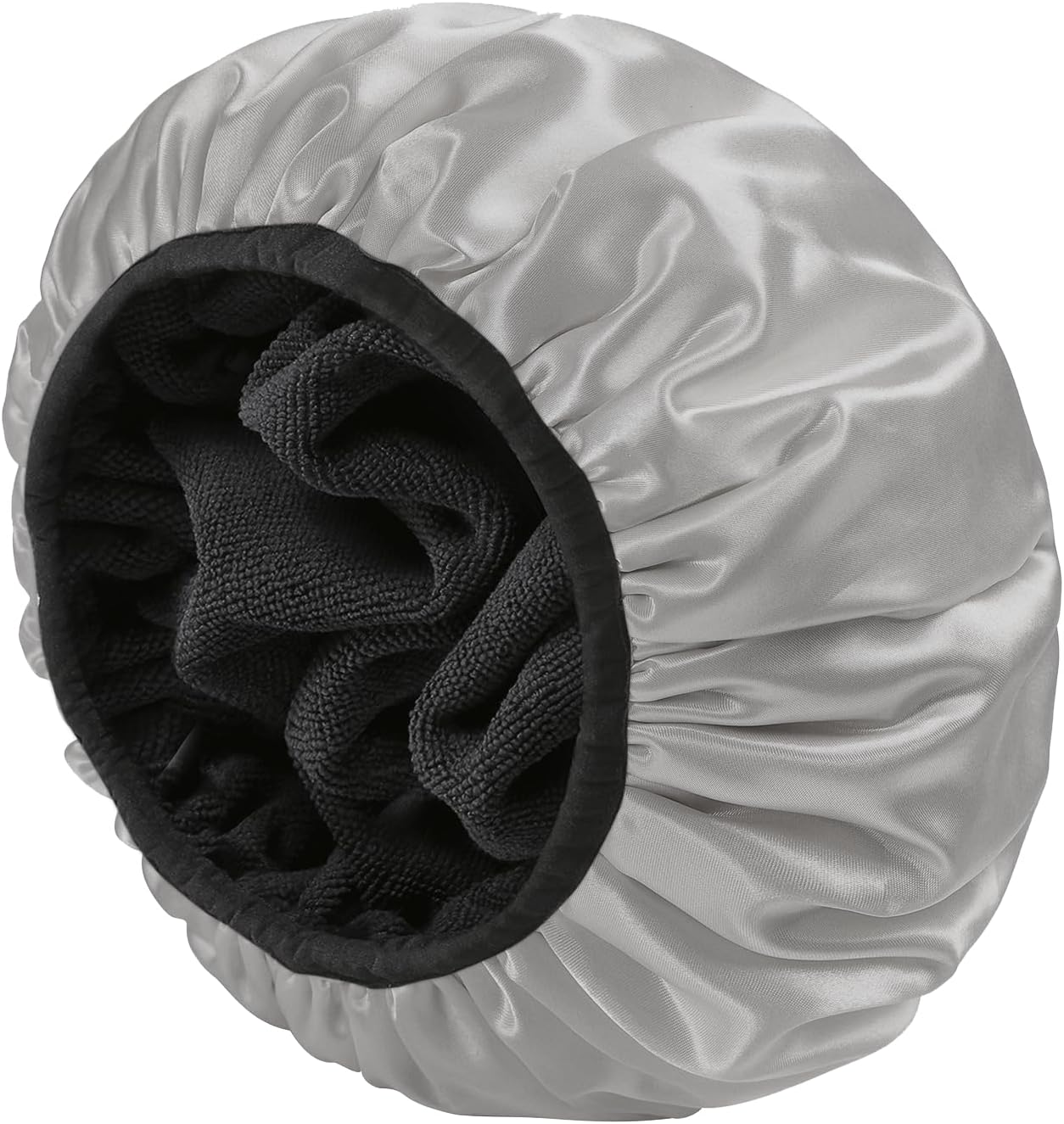 YIZIJIZI Terry Lined Shower Cap,Triple Layer Large Cap for Women,Shower Cap Reusable Waterproof,Long Thick Hair(Pink)