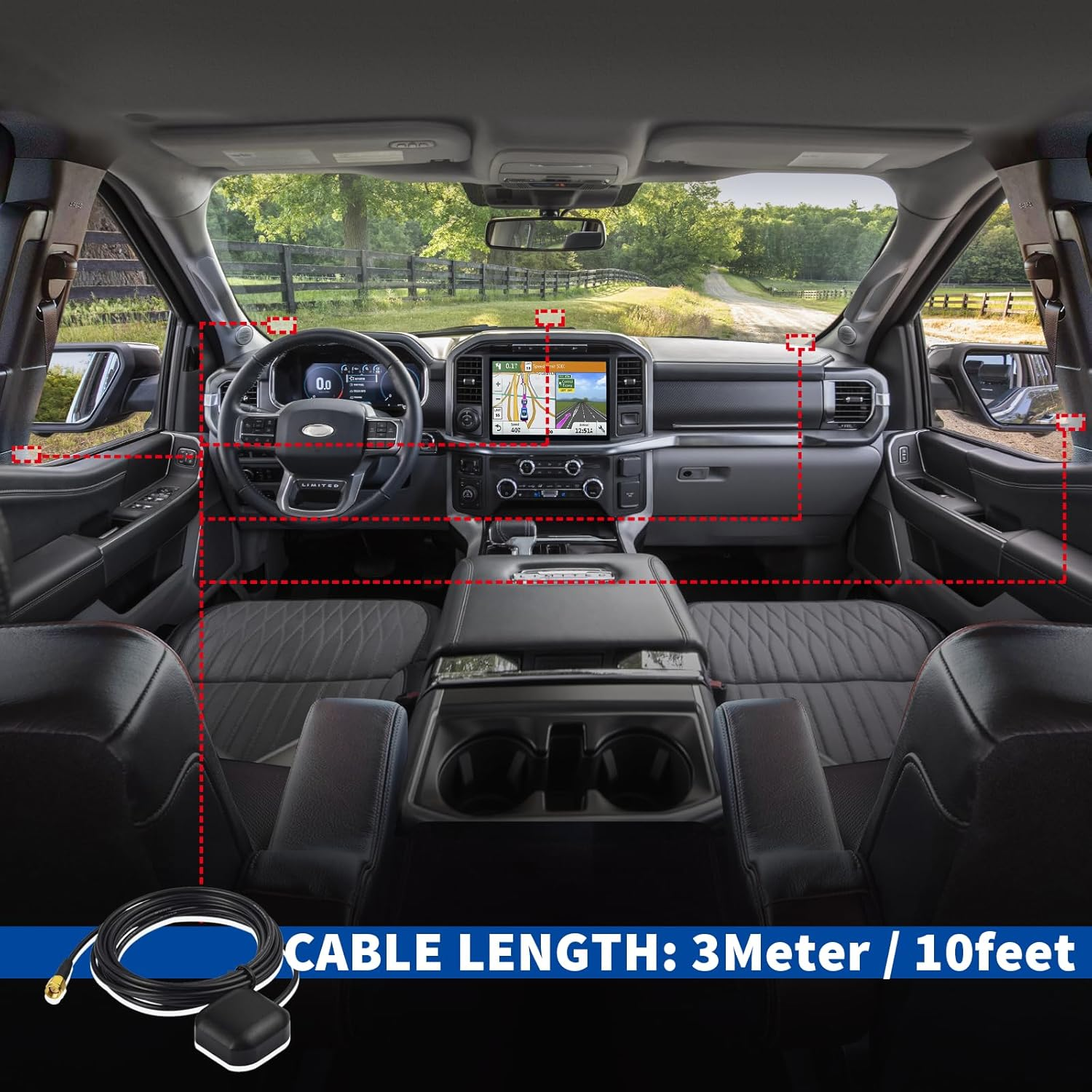 Bingfu GPS Aerial Vehicle Waterproof Active GPS Antenna with SMA Male Connector for Car Stereo Head Unit GPS Navigation System Module Truck Marine Boat GPS Tracker Locator Real Time Tracking Device - Cable image number 4