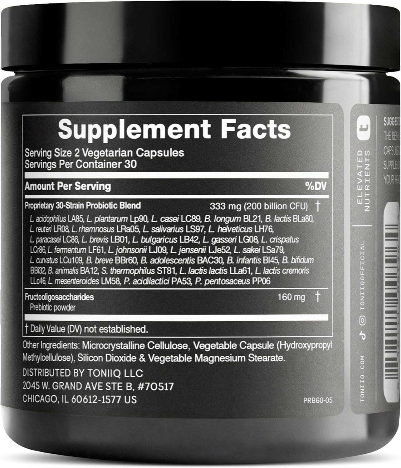 Toniiq Probiotic 200 by - 200 Billion CFU Probiotic Supplement - 30 Verified Probiotics Strains with Prebiotic Enzymes - Fully Shelf Stable Formula - 60 Extended Release Capsules image number 2