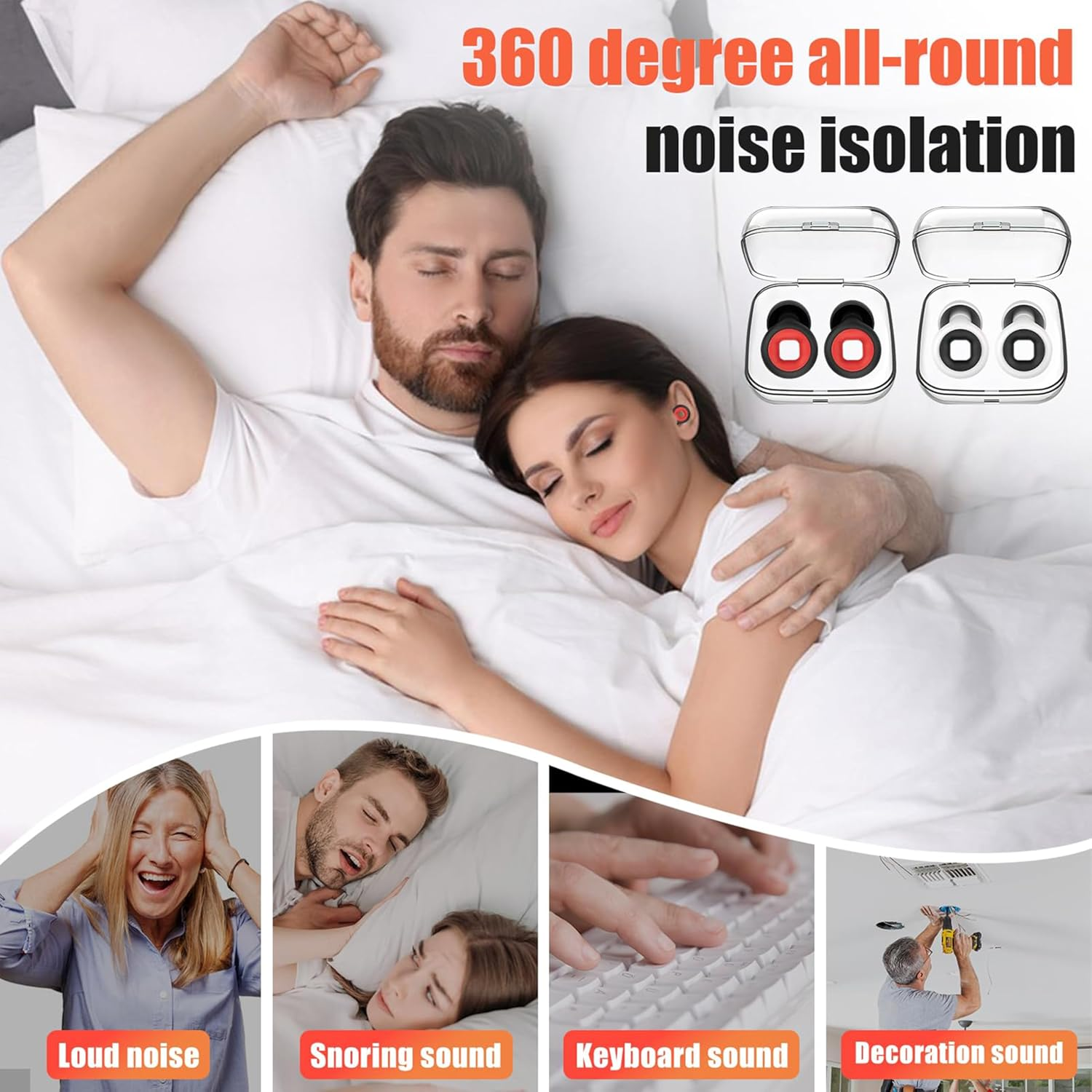 Motorcycle Ear Plugs for Sleeping, Soft Silicone Noise Cancelling Earplugs for Wind Noise Reduction, Concerts, Travel anti Snoring, Waterproof Comfort Fit Motorbike Ear Protection(Black) image number 1