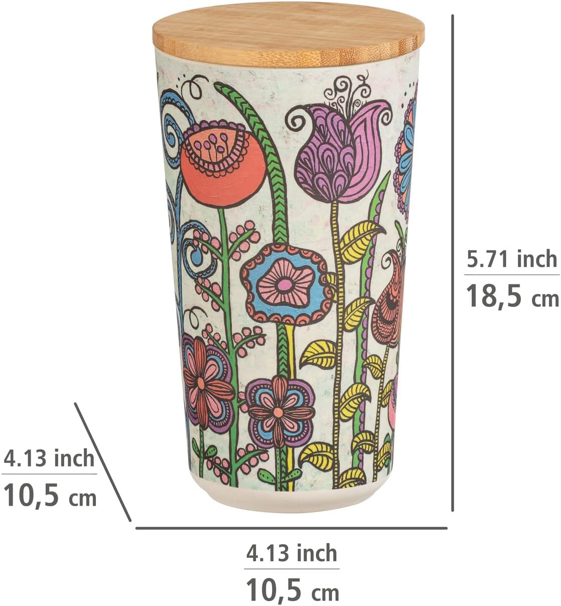 WENKO Flower Storage Jar Floral Storage Container with Bamboo Lid, Airtight Kitchen Food Storage, BPA Free, Capacity 0.95 Litre, 10.5 X 18.5 Cm, Multi-Colour image number 5