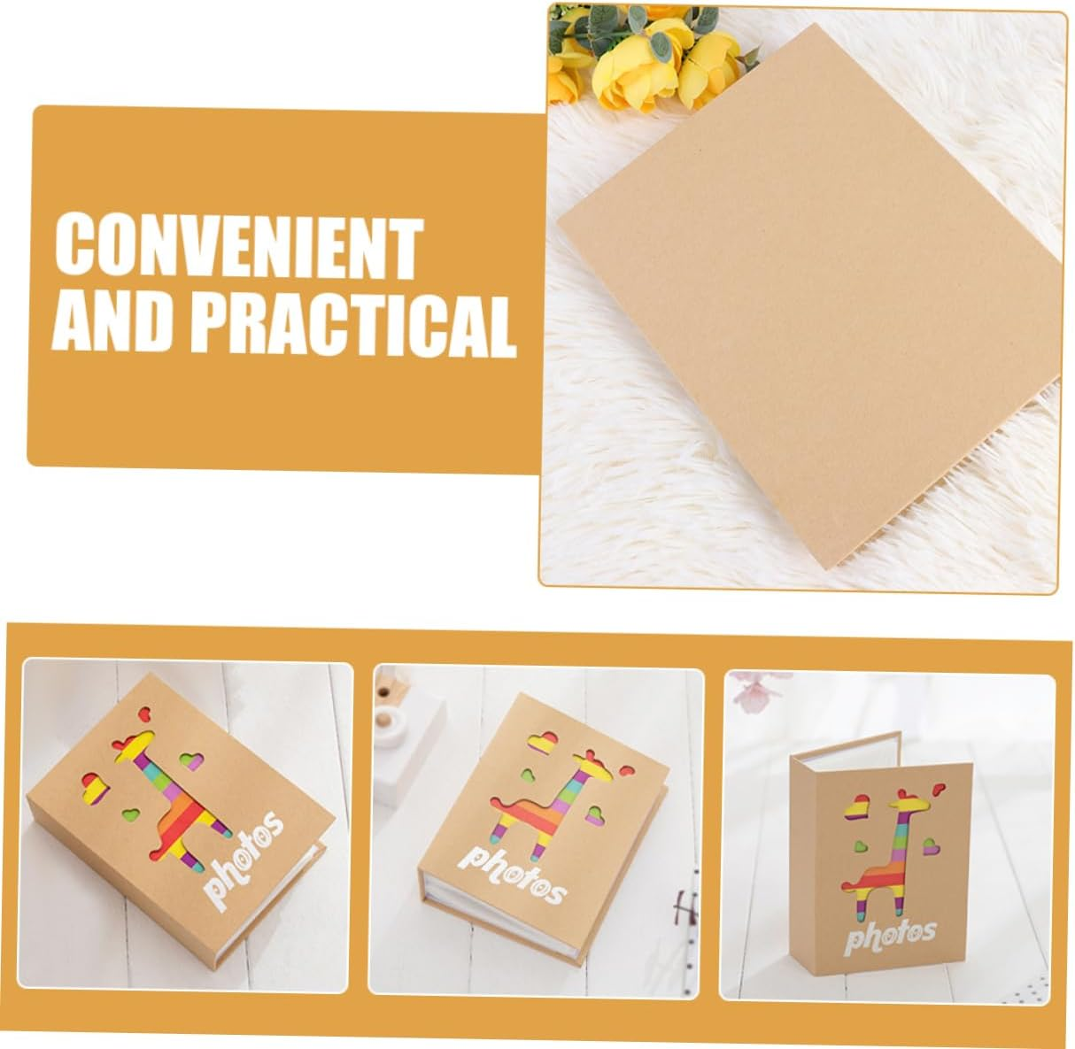 Yardwe Photo Album Scrapbook Album Keepsake Cute Animal Pattern Cover Sturdy Construction 200 Pages 5X7 Inches Keepsake for Baby Boy or Baby Girl Versatile for Photos and Notes image number 6