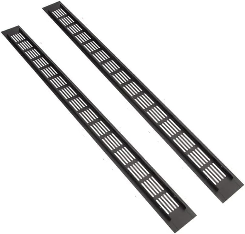 2 Pcs Black Air Vent Grille Cover 600Mm X 80Mm Aluminum Alloy Kitchen Air Vent Cover Cupboard Vents 24 X 3 Inch Fridge Vent Louvred Wall Vent Grille Ventilation Cover