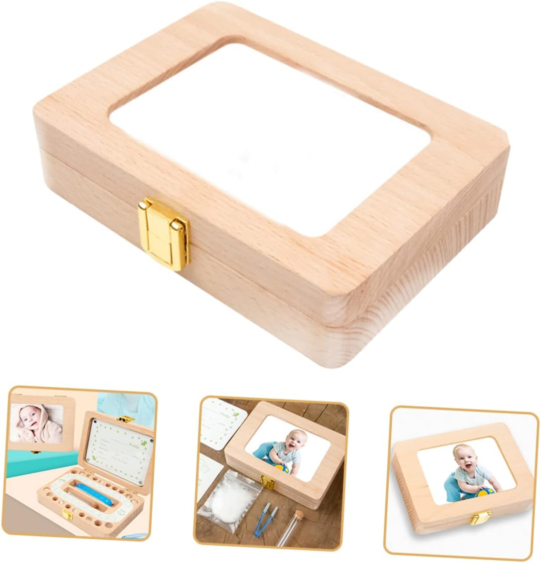 Wooden Boys and Girls Tooth Box Lost Tooth Storage Case Smooth Surface for Safe Use Portable Keepsake for Christmas Birthday Year