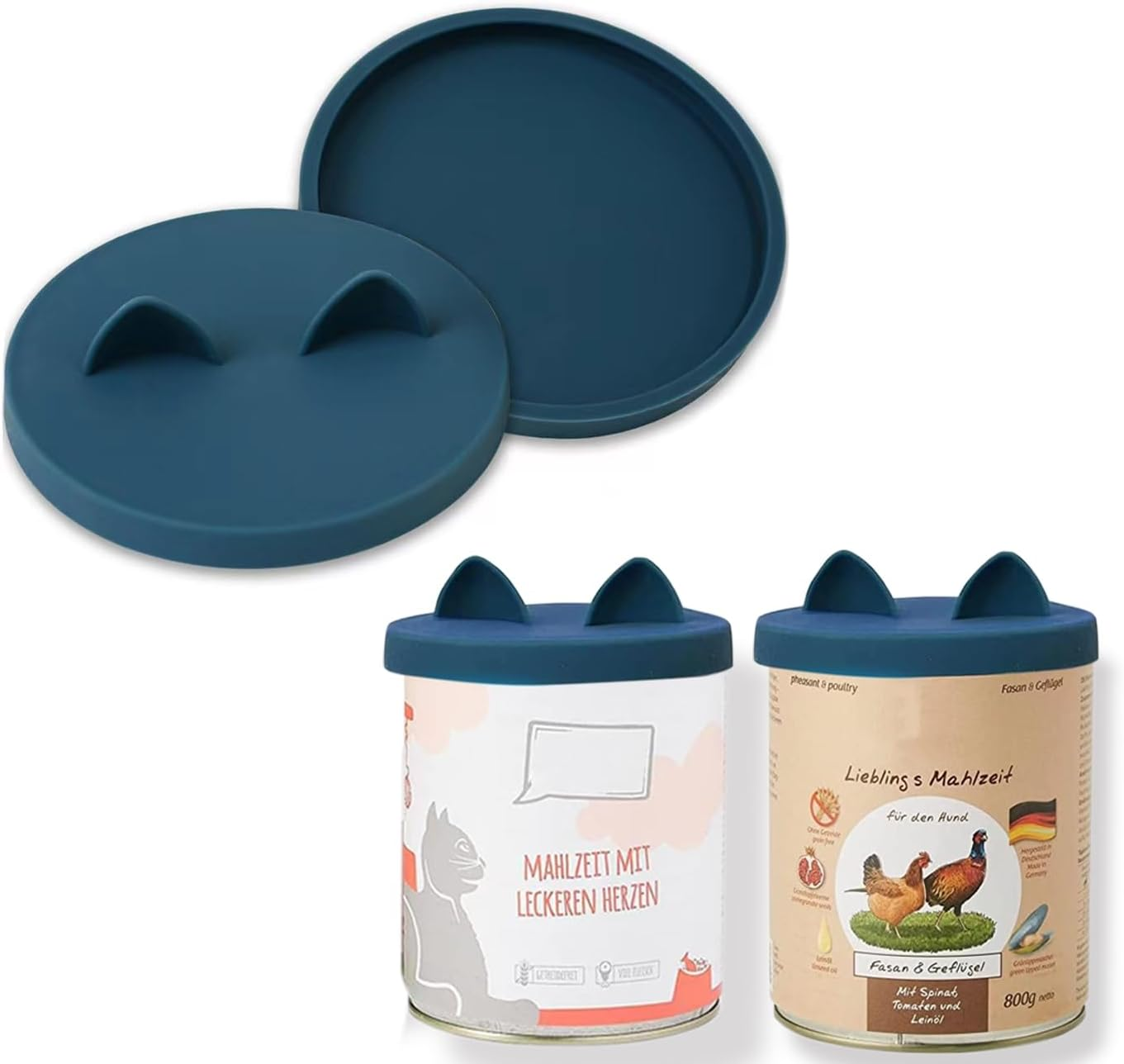 OHMO 3 Pack Dog Food Can Lids, (3, 12, 14Oz Etc.) Universal Size Silicone Covers for Cat and Dog Food, Dark Blue image number 3