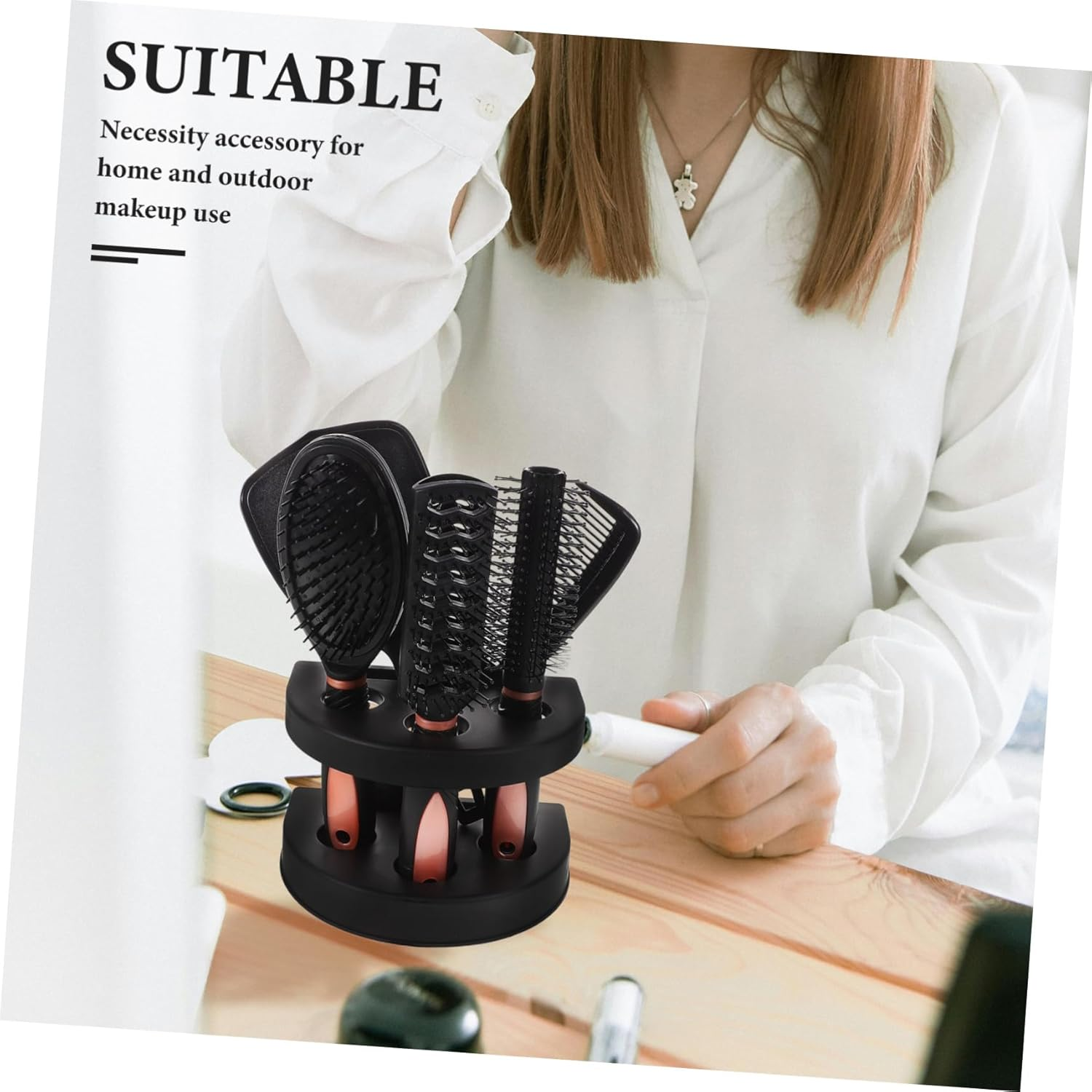 DINHEAROM 5Pcs Hair Comb Mirror Detangling Brush No Static Styling Tools for Home Outdoor Use image number 3