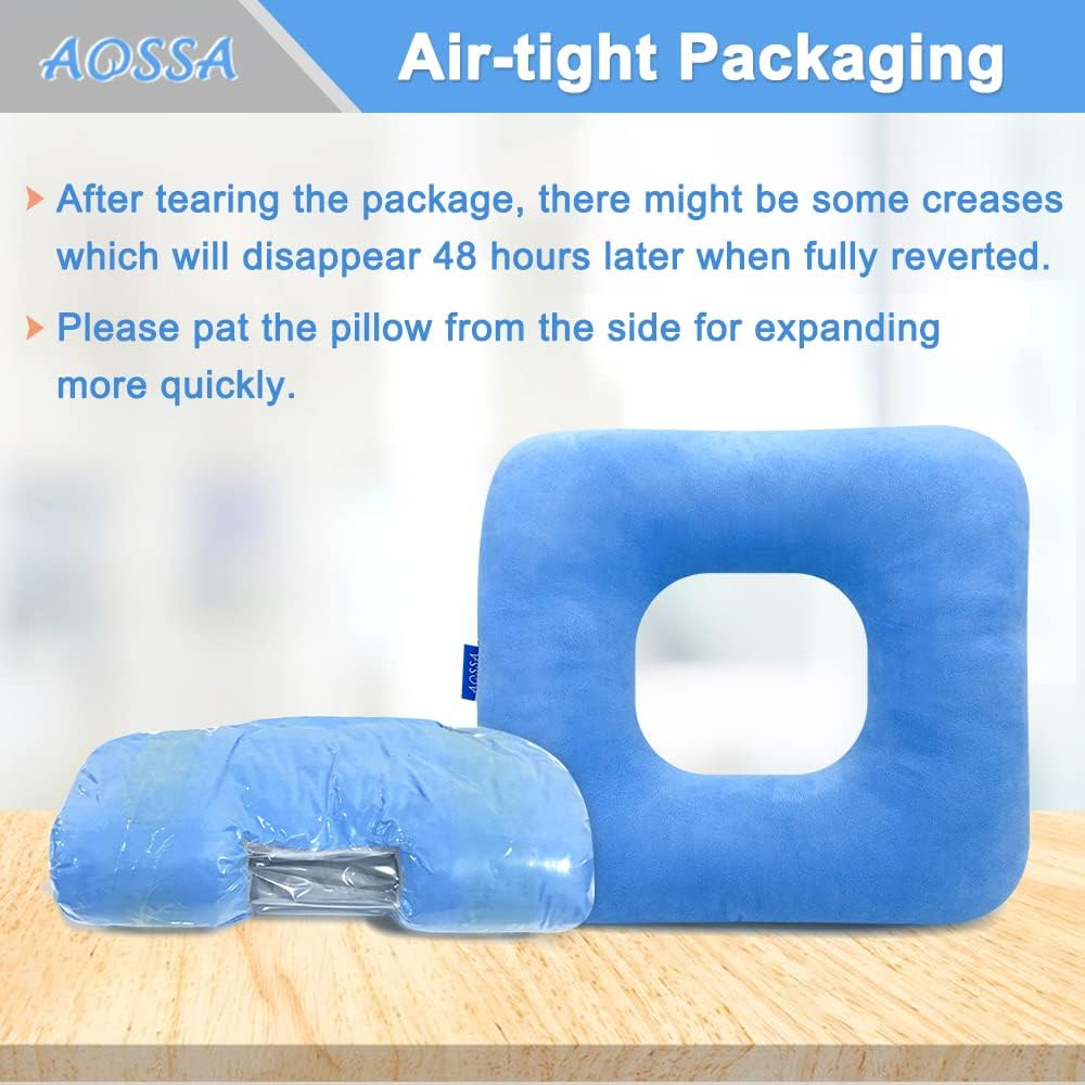 Donut Pillow Hemorrhoid Postpartum Pregnancy Doughnut Pillow for Bed Sores Piercing Donut Seat Cushions Head Hip Ear Piercing Sciatica Post Surgery Chair Seat Pads (Blue/Grey) image number 2