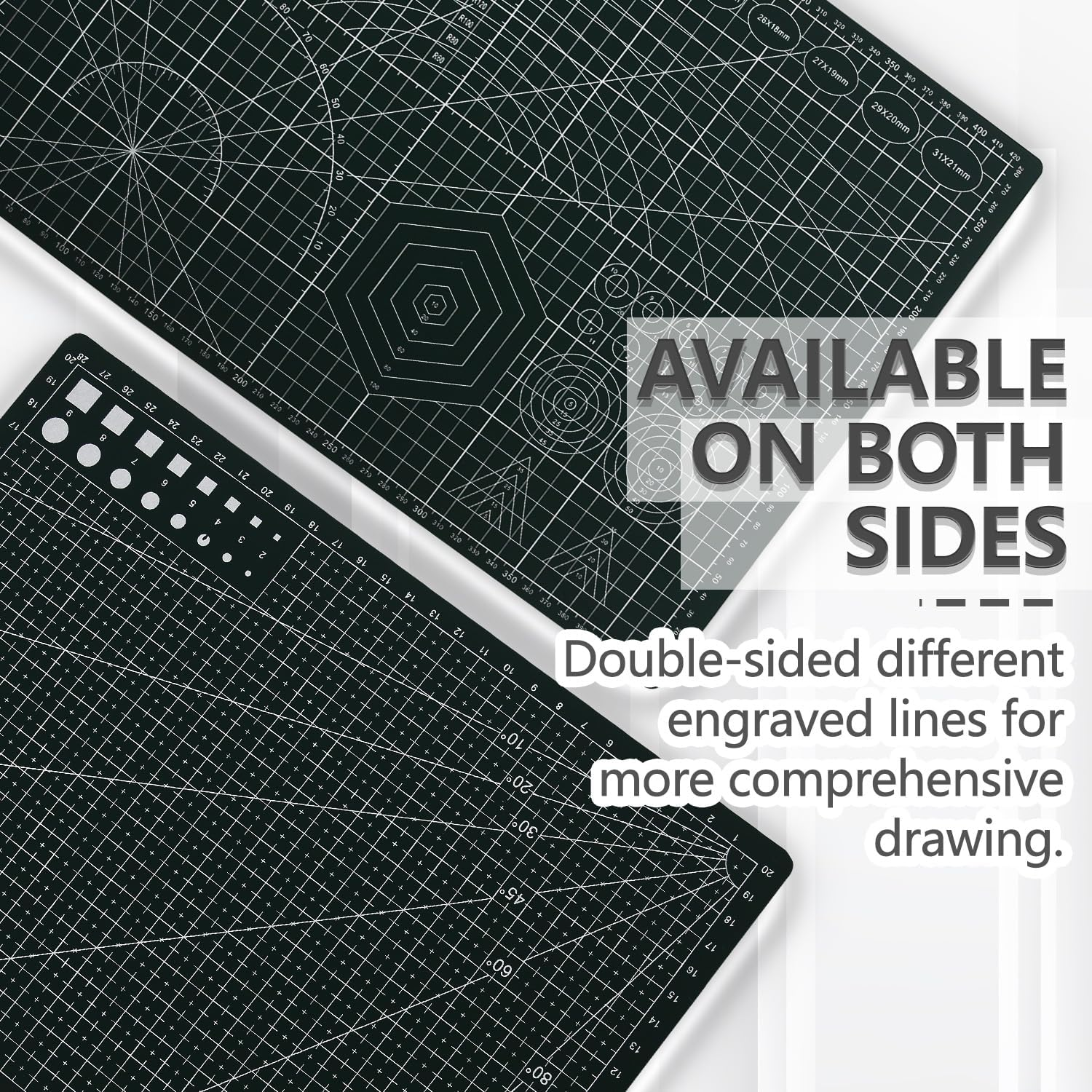 WALWAL Double-Sided Self Healing Cutting Mat, 18 Inches X 12 Inches Base for Quilting, Sewing Ideal for Sewing Crafts Hobby(A3,Black) image number 3