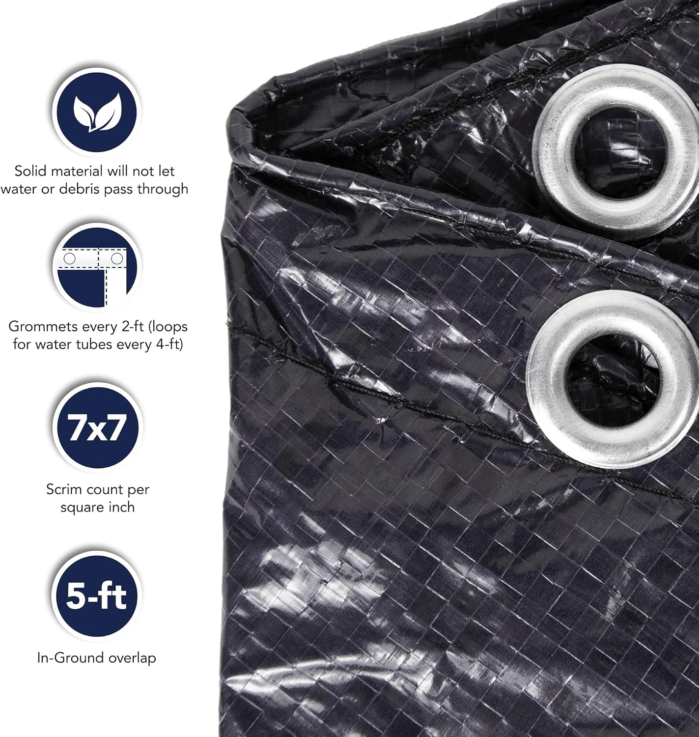 Blue Wave BWC744 Bronze 8-Year 16-Ft X 24-Ft Rectangular in Ground Pool Winter Cover,Dark Navy Blue image number 2