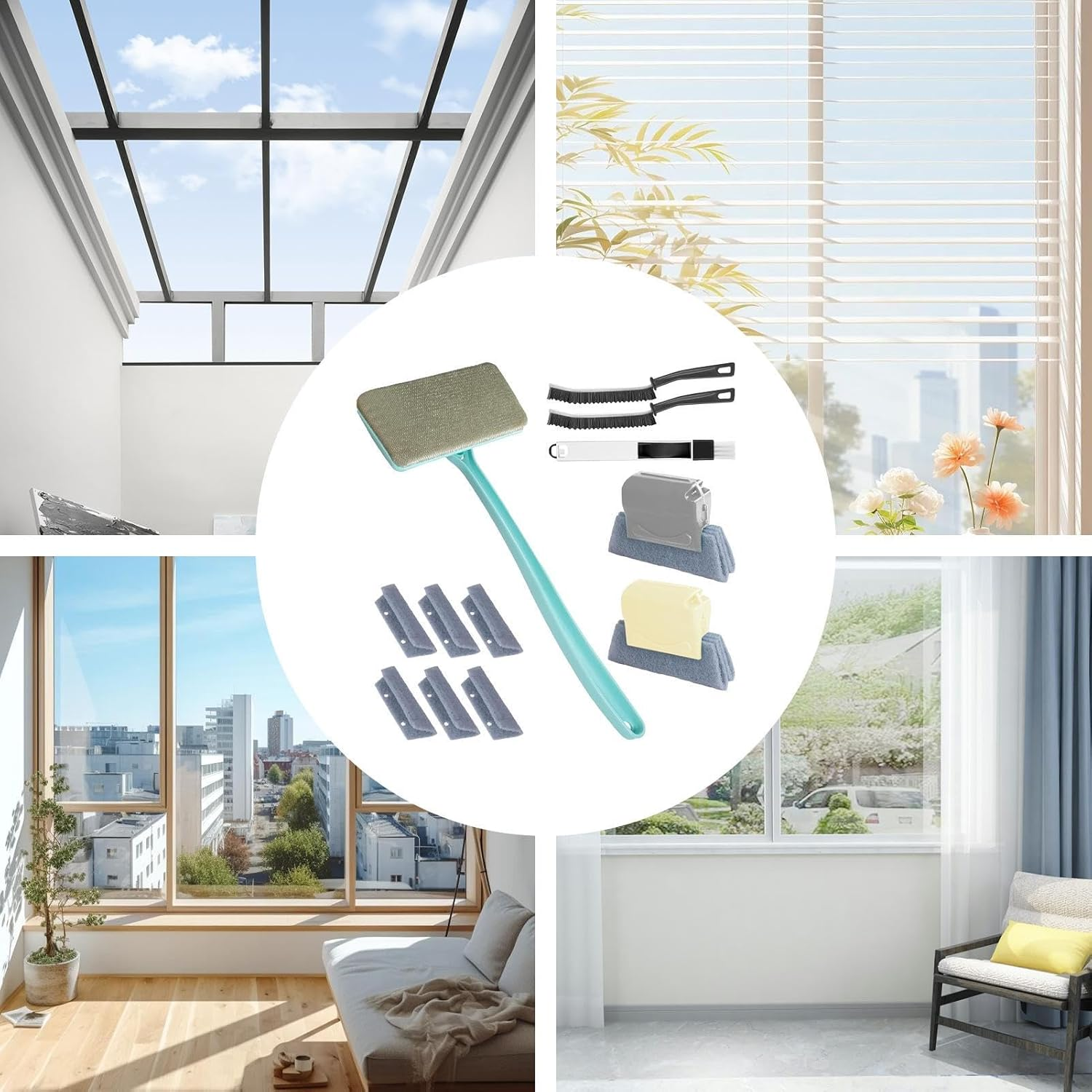 Sliding Door Track Cleaner - Window Screen Cleaner Brush - Professional Detachable Long Handle Scraper for Car Grout Vent Kitchen Fridge Bath Ceiling Glass Sink Oven