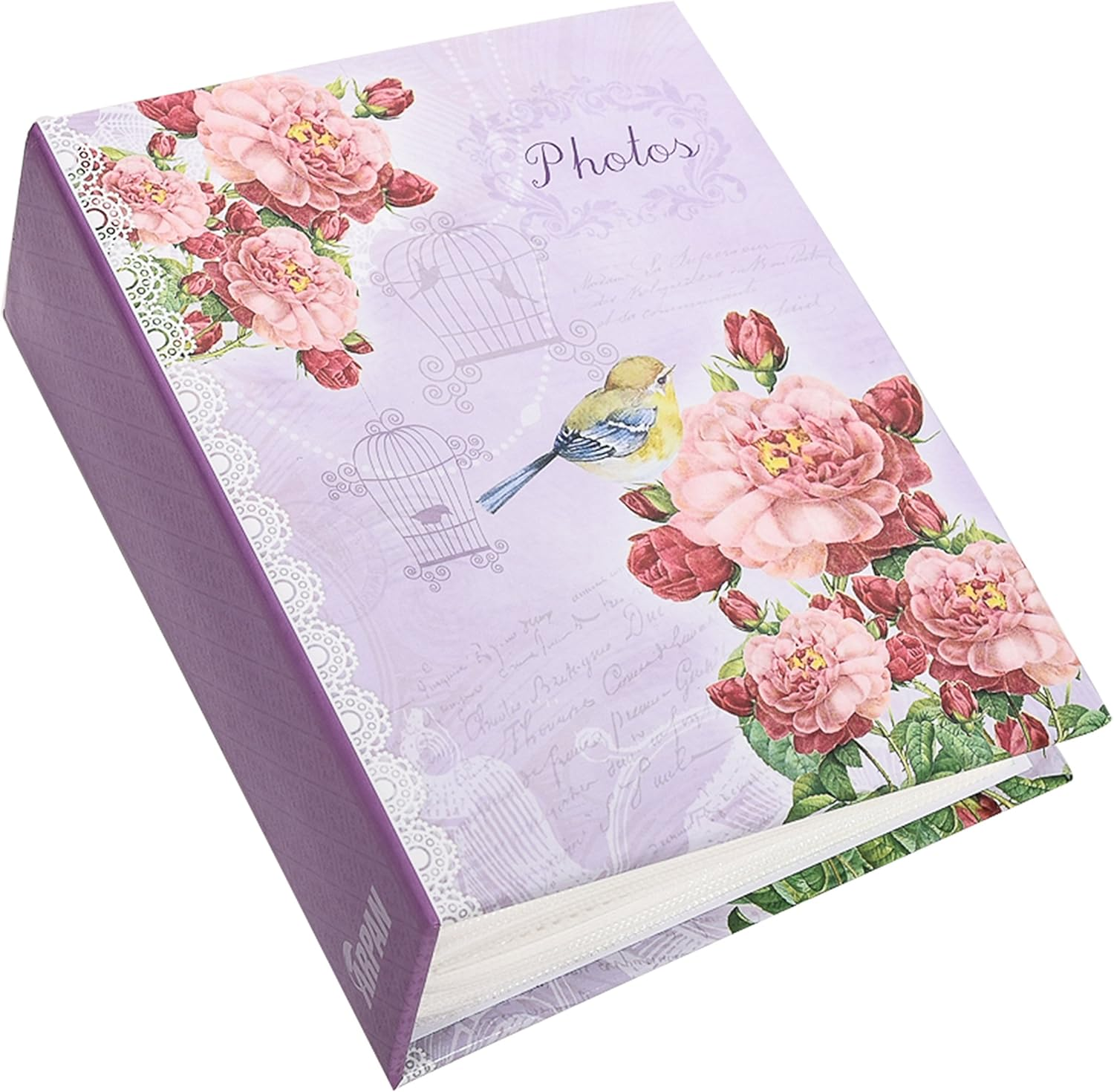 6X4'' Small Purple Vintage Bird Slip in Case Photo Album for 100 Photos