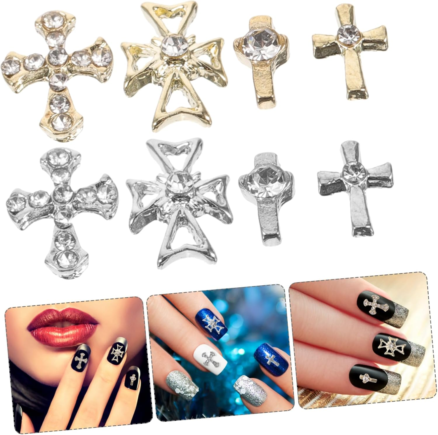 PLAFOPE 80Pcs Cross Nail Charms Nail Gems Alloy Cross Charms for Stylish for Home and Professional Use image number 2