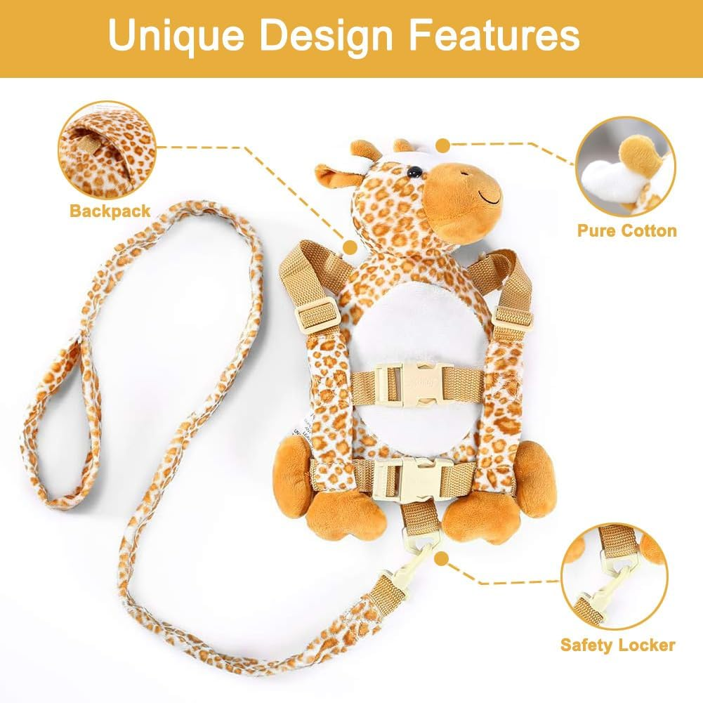 Berhapy 2 in 1 Monkey Toddler Safety Harness Backpack Children'S Walking Leash Strap (Giraffe) image number 1