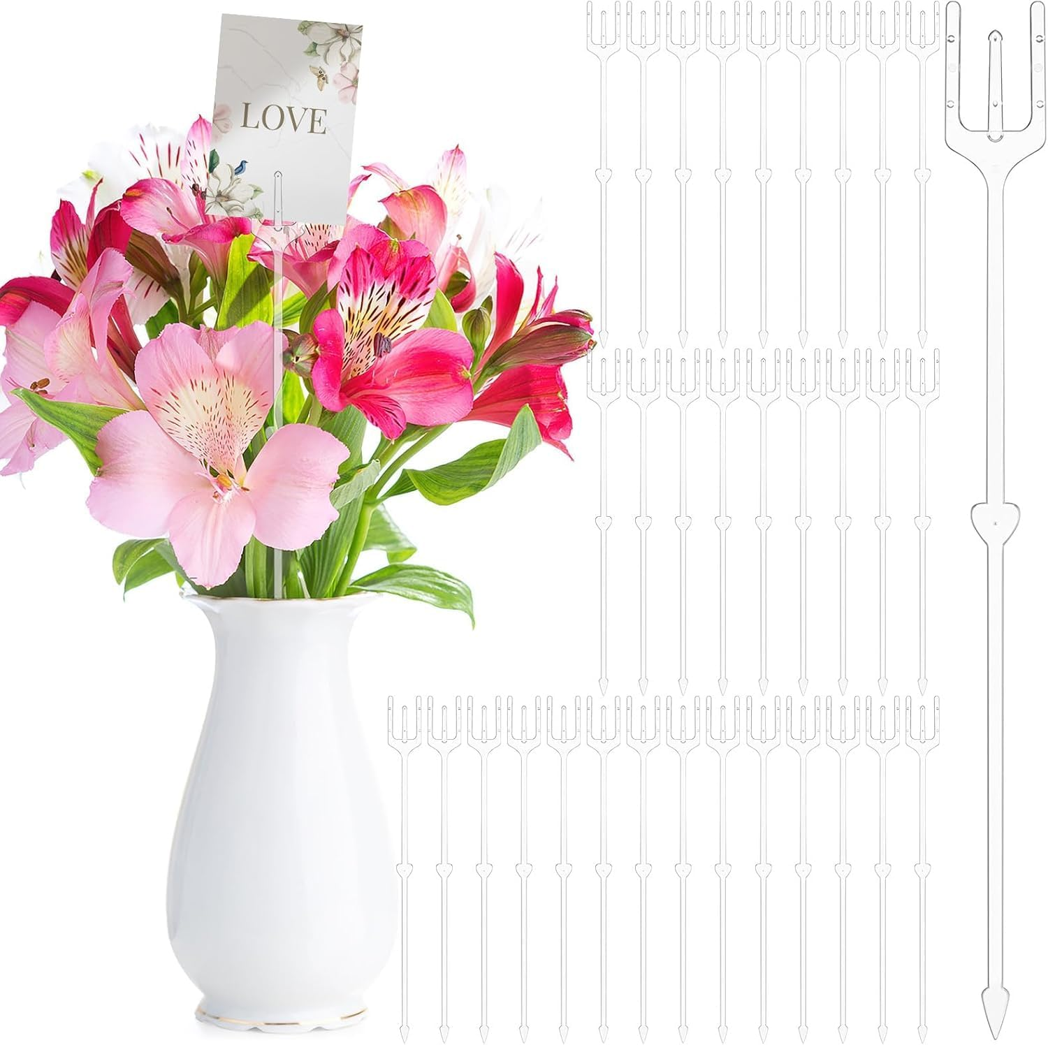 Plastic Flower Card Holder Clips, 80Pcs Clear Straight Head Picks for Photos, Names, Place Cards - Floral Picks Stick for Flower Arrangements image number 6