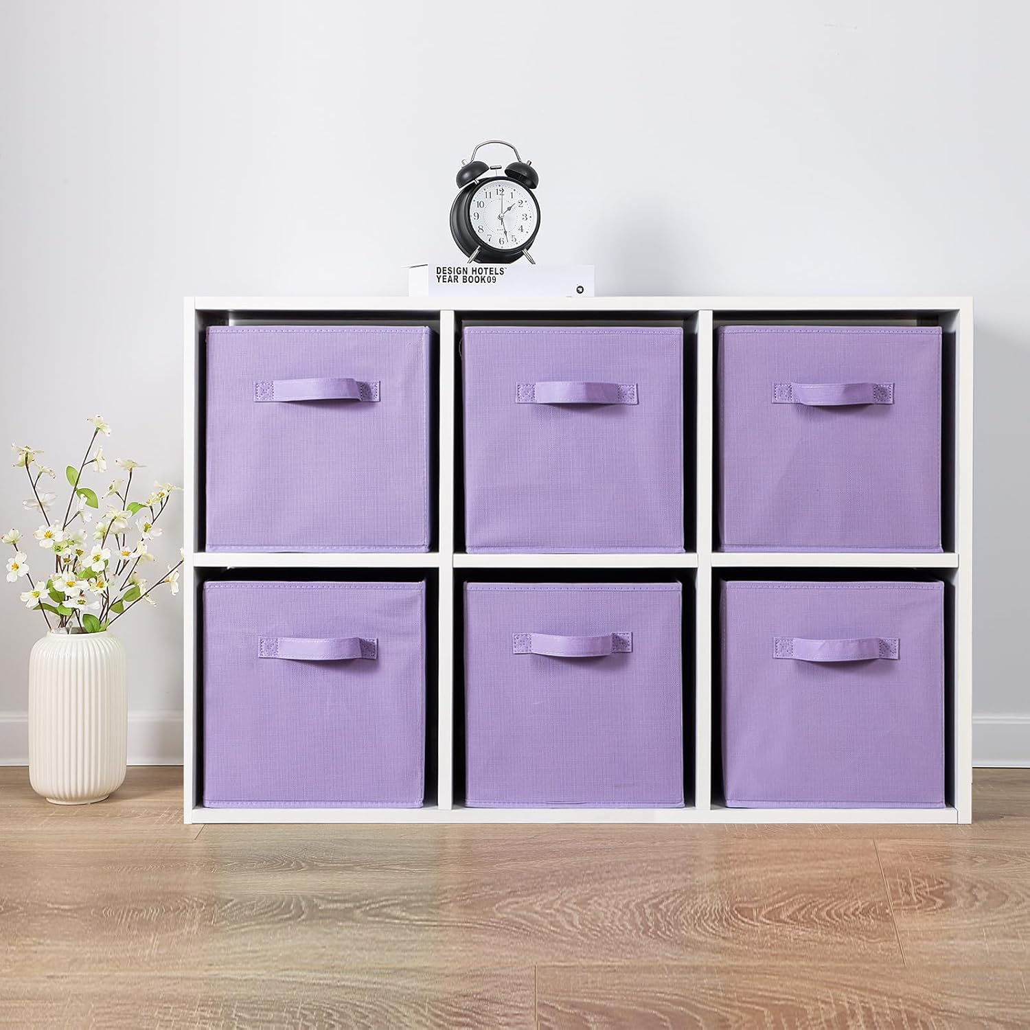 Stero Fabric Storage Bins 6 Pack Fun Colored Durable Storage Cubes with Handles Foldable Cube Baskets for Home, Kids Room, Closet and Toys Organization Purple image number 7