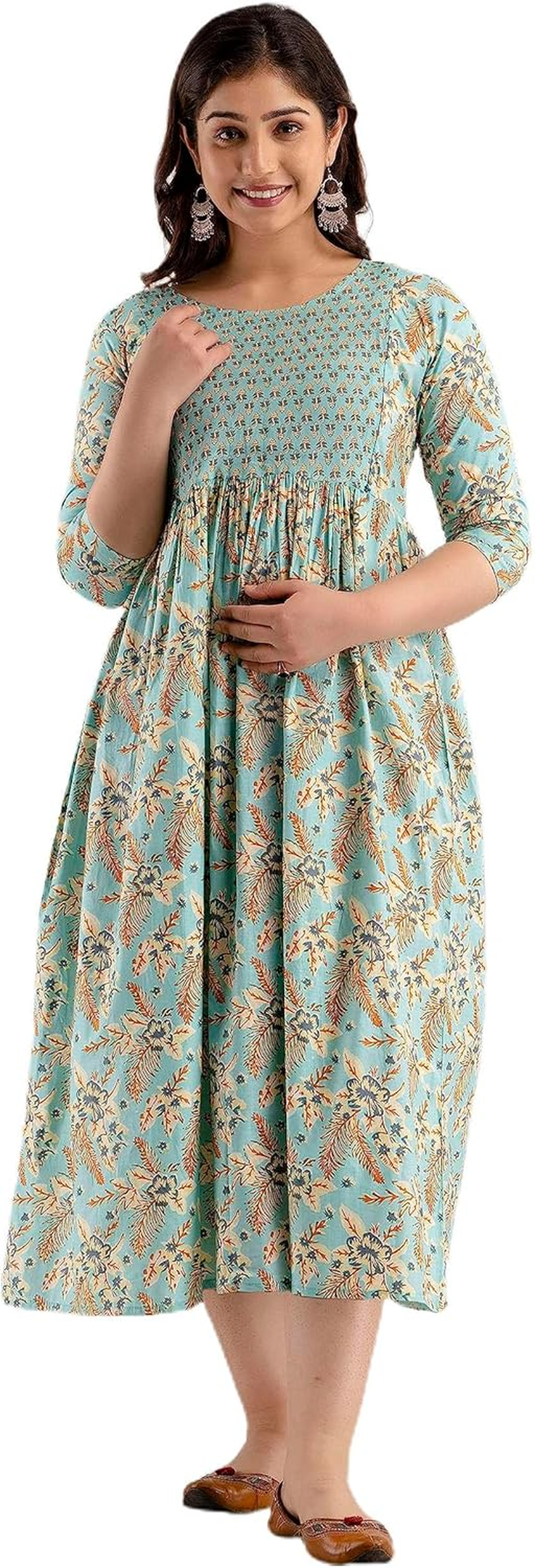 Maghmawomen'S Maternity Dress Kurti for Pregnancy Women with Breastfeeding Dress with Floral Maternity