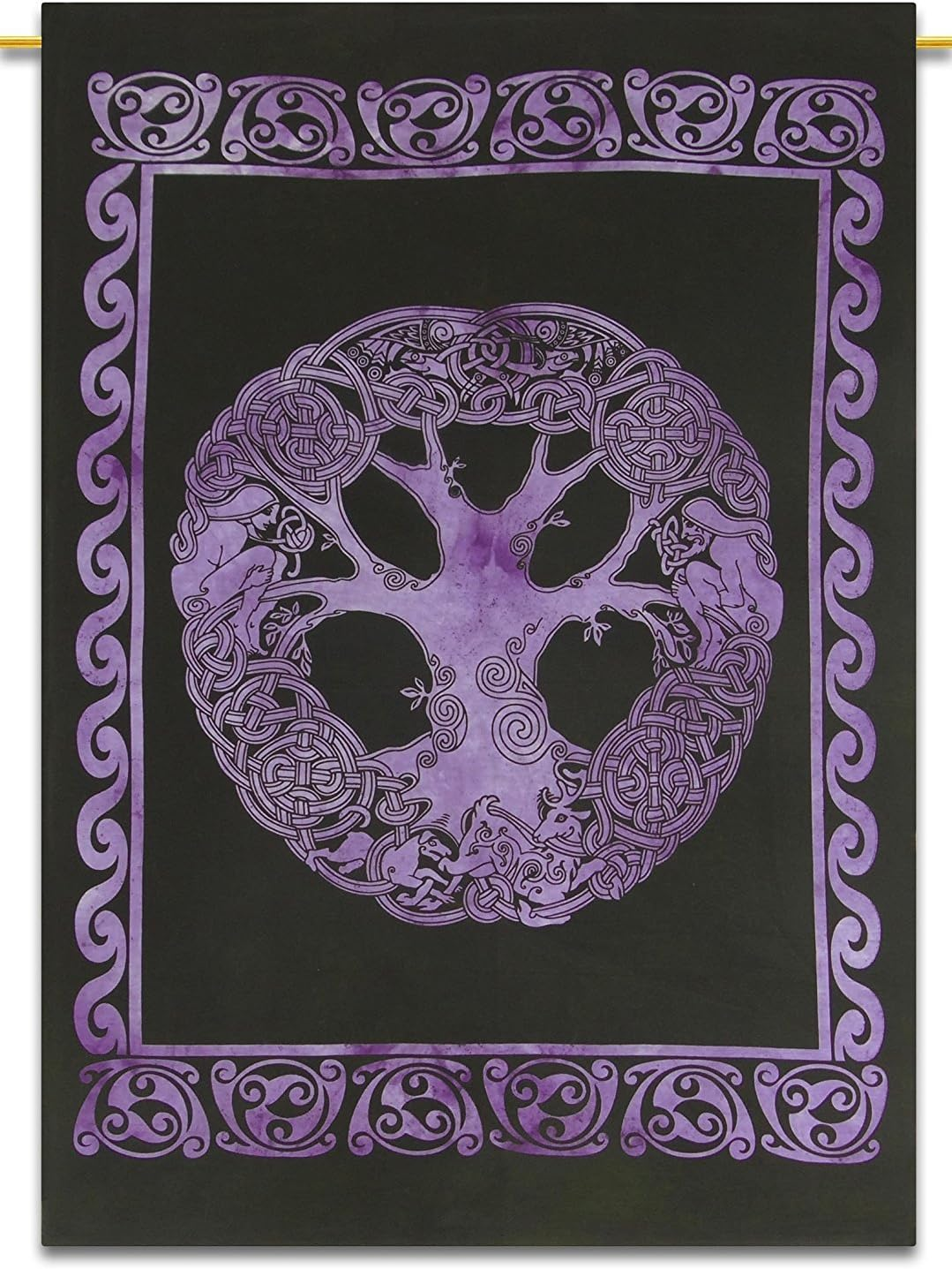 Celtic Tree of Life Tapestry Multi Tie Dye Tapestries Indian Wall Hanging Throw Cotton Poster Yoga Mat (Purple)