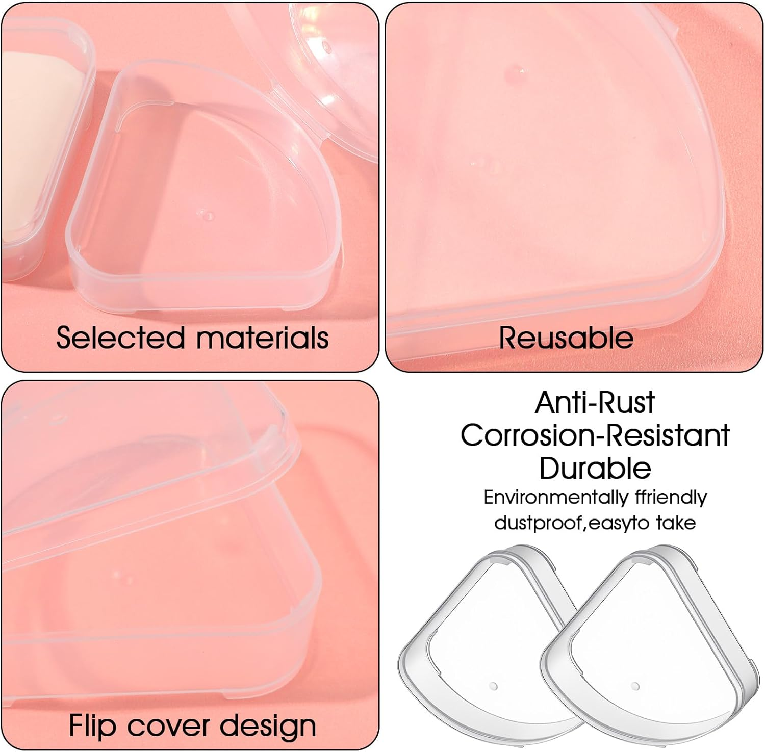 YBEATY 9 Pcs Powder Puffs with Holder Cases, Transparent Makeup Sponge Protective Container Reusable Portable Beauty Blender Holder Dust Proof Pocket Cosmetic Puff Box for Women Travel image number 6