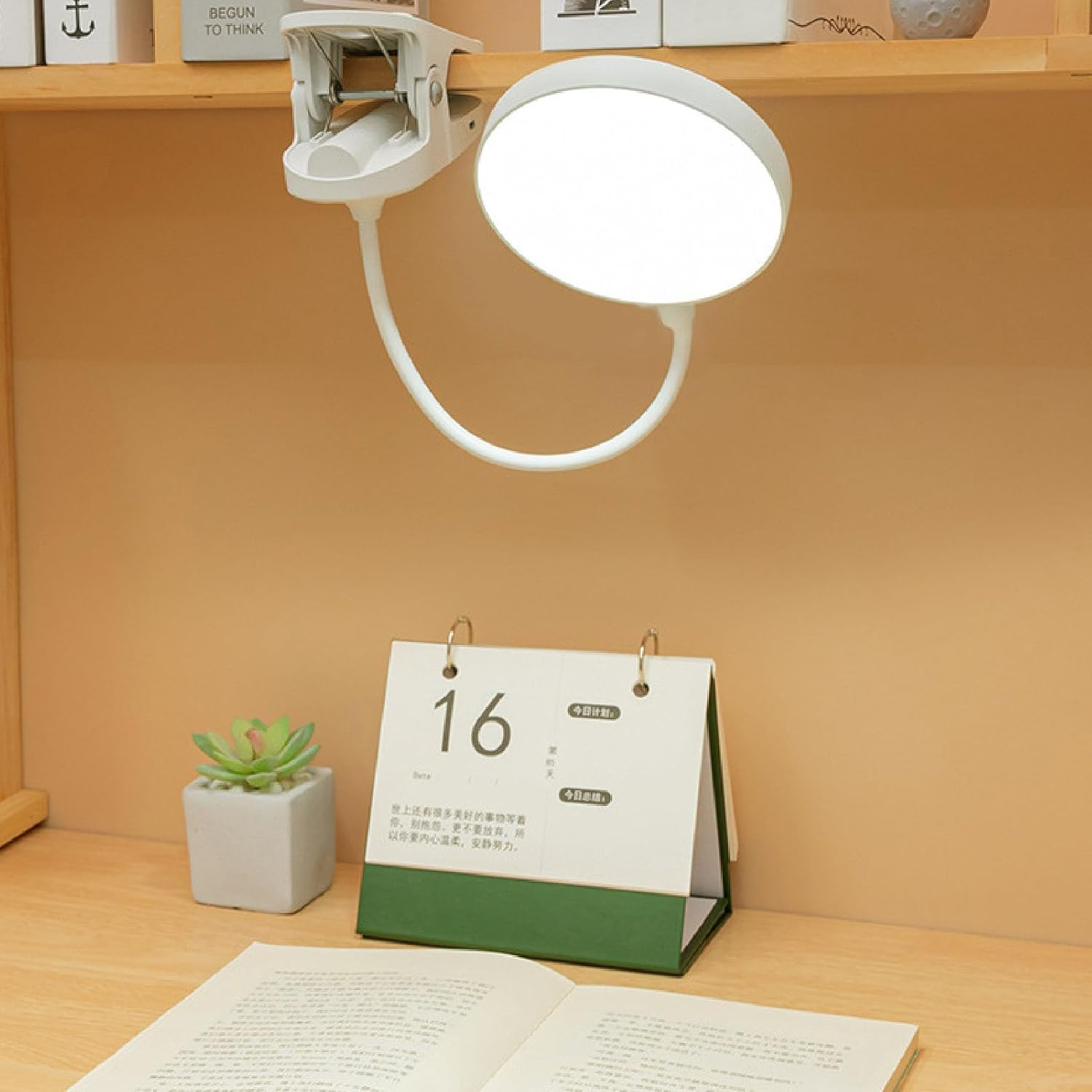 Desk Lamp Clip on Light, LED Desk Lamp with Clamp, Clip on Light Reading Light, Rechargeable and Battery Powered Reading Light, Cordless Book Lamp, Dimming Brightness image number 3