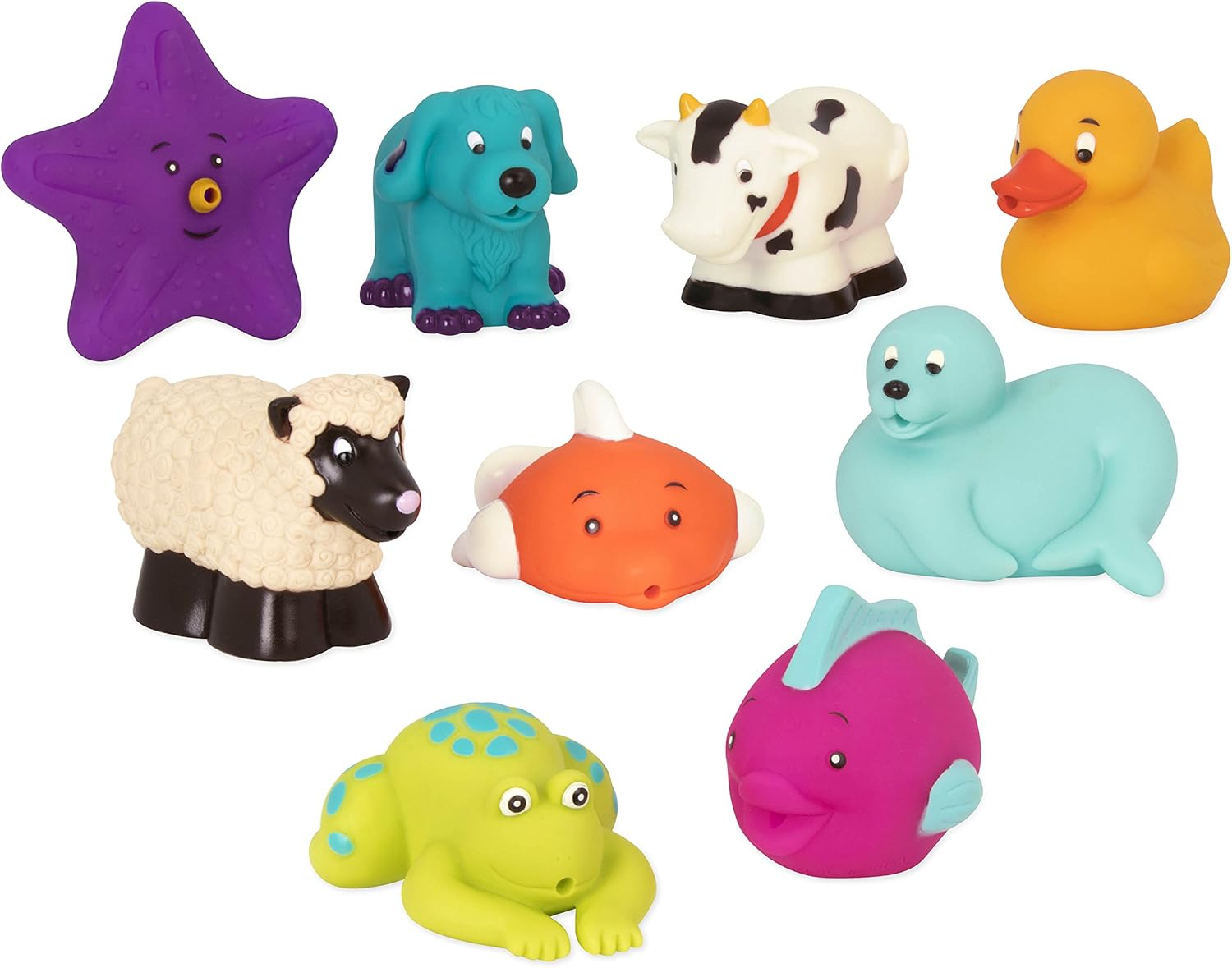 Battat &ndash; Assorted Bath Toys &ndash; 9Pcs Animal Squirters &ndash; Water Squirt Toys &ndash; Bath & Pool &ndash; 10 Months+ &ndash; Bath Buddies (9Pcs) image number 1