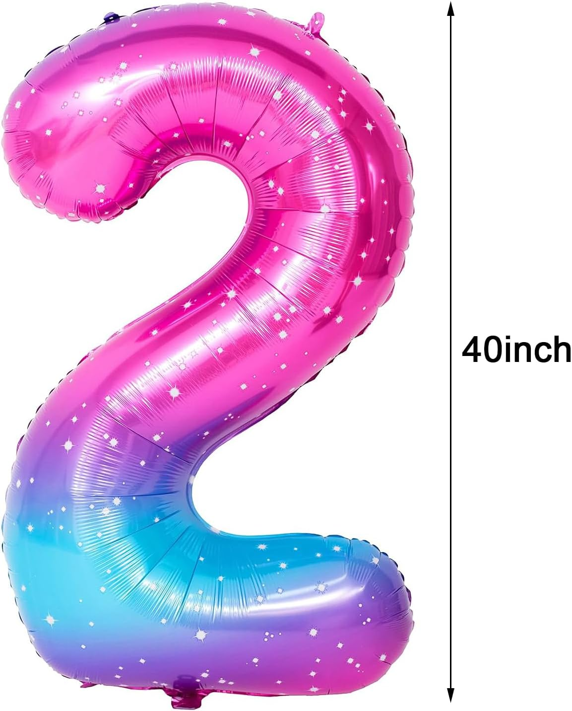 40 Inch Large Starry Sky Number Balloons, Giant Jumbo Helium Foil Mylar Big Gradient Colorful Number 2 Digital Two Balloons for Birthday Party Anniversary Wedding Decorations image number 1