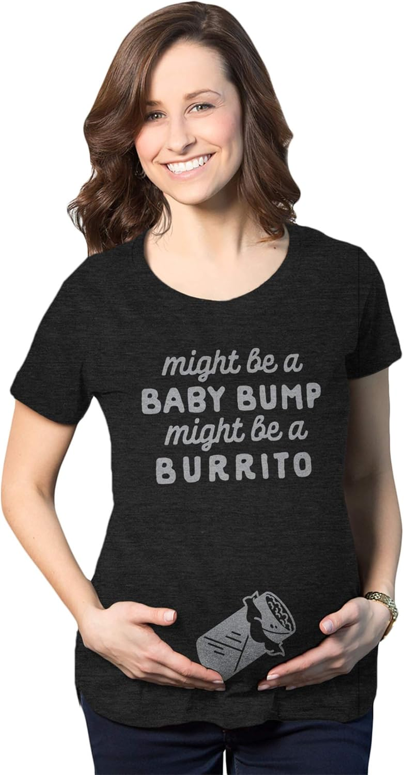 Crazy Dog T-Shirts Maternity Might Be a Bump Might Be a Burrito Pregnancy T Shirt Funny Mexican Food Tee image number 2