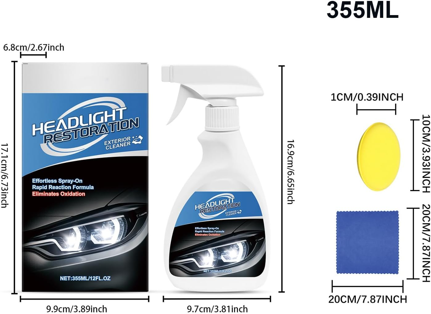 Lmyit Headlight Restoration Kit, Headlight Lens Restorer Kit, Automotive Refurbishing Spray with Sponge and Towel for SUV Motorcycle Truck Detailing Projects Vehicle Maintenance