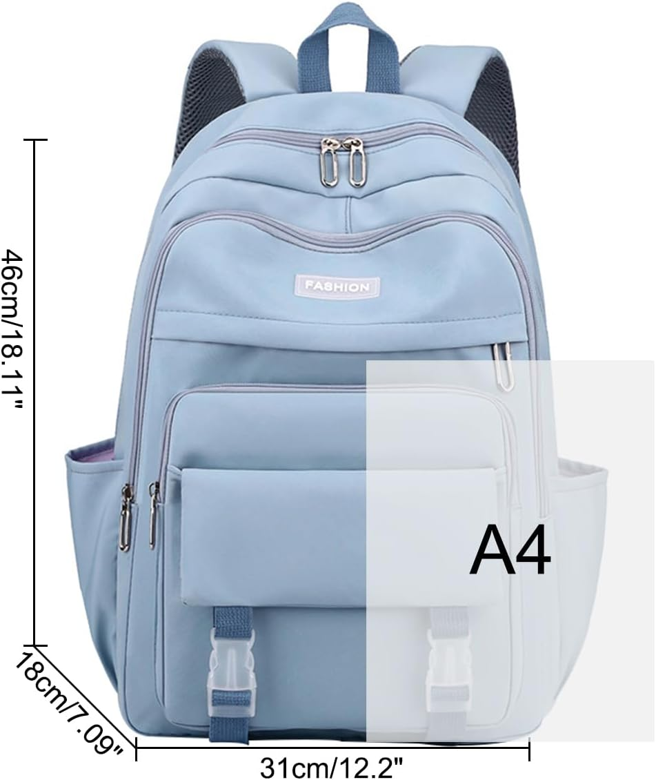 Sellerfun Girls Junior Middle School Backpack Solid Color Casual Daypack Laptop Bag Fit for School Travel Leisure Time image number 5